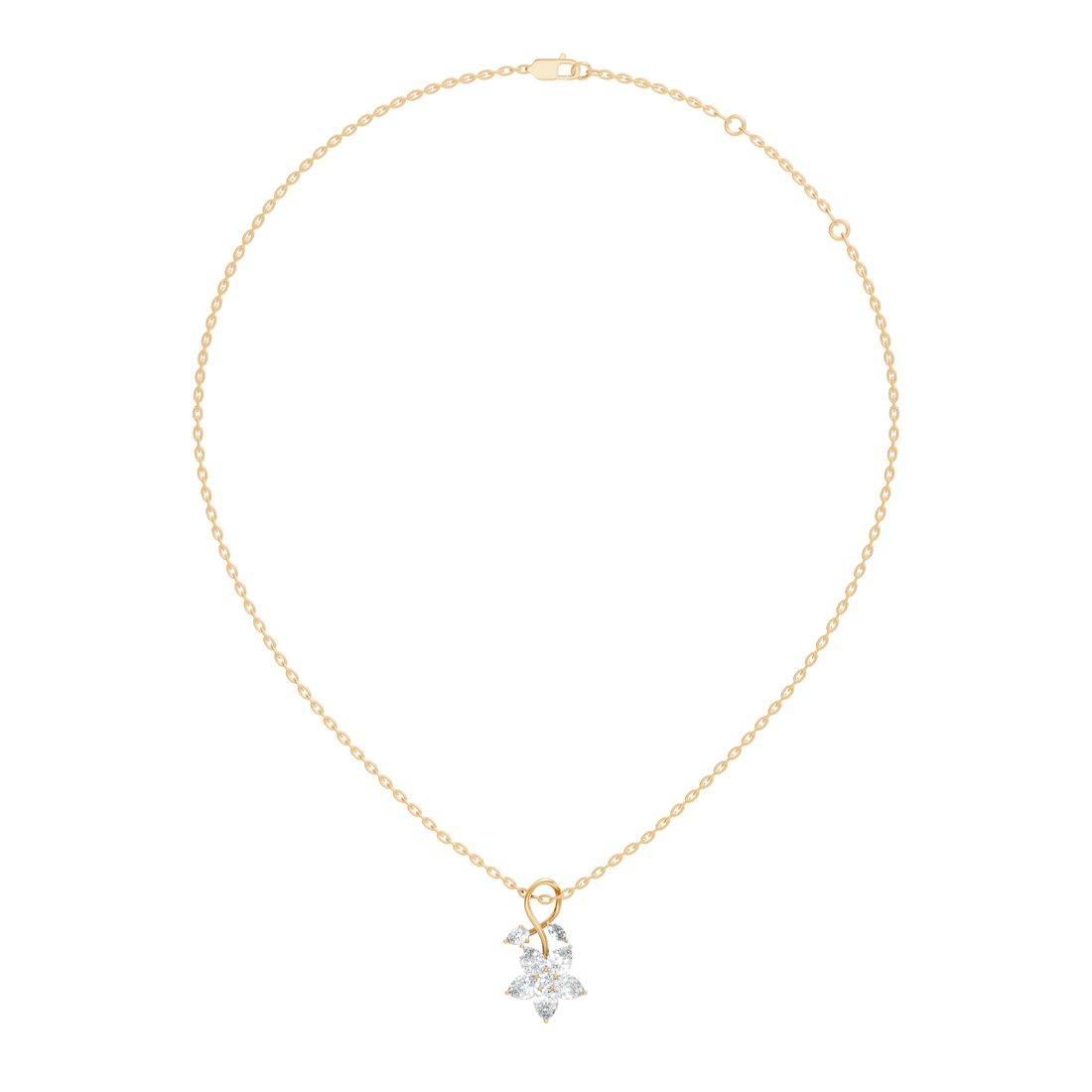 Floral Pear & Marquise Diamond Swirl Drop Pendant