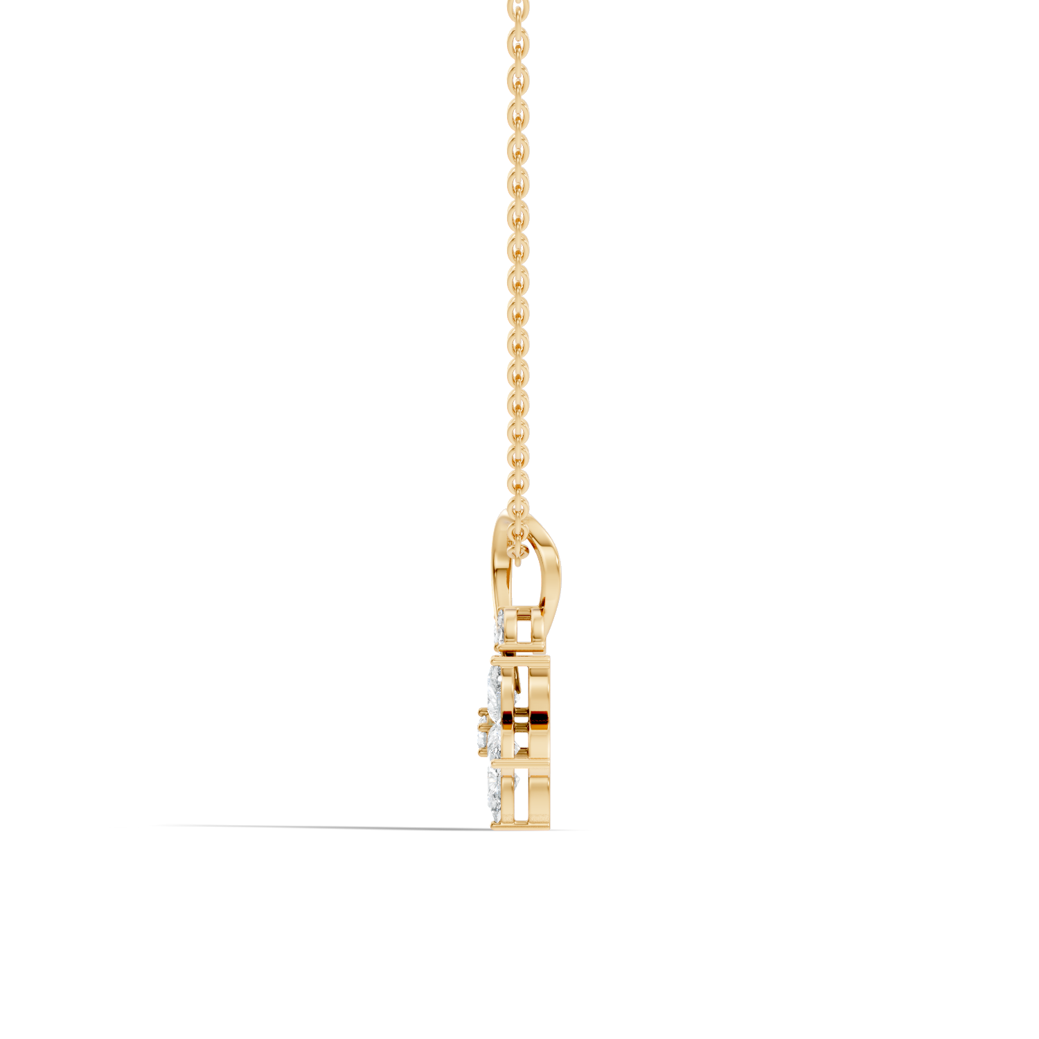 Floral Pear & Marquise Diamond Swirl Drop Pendant