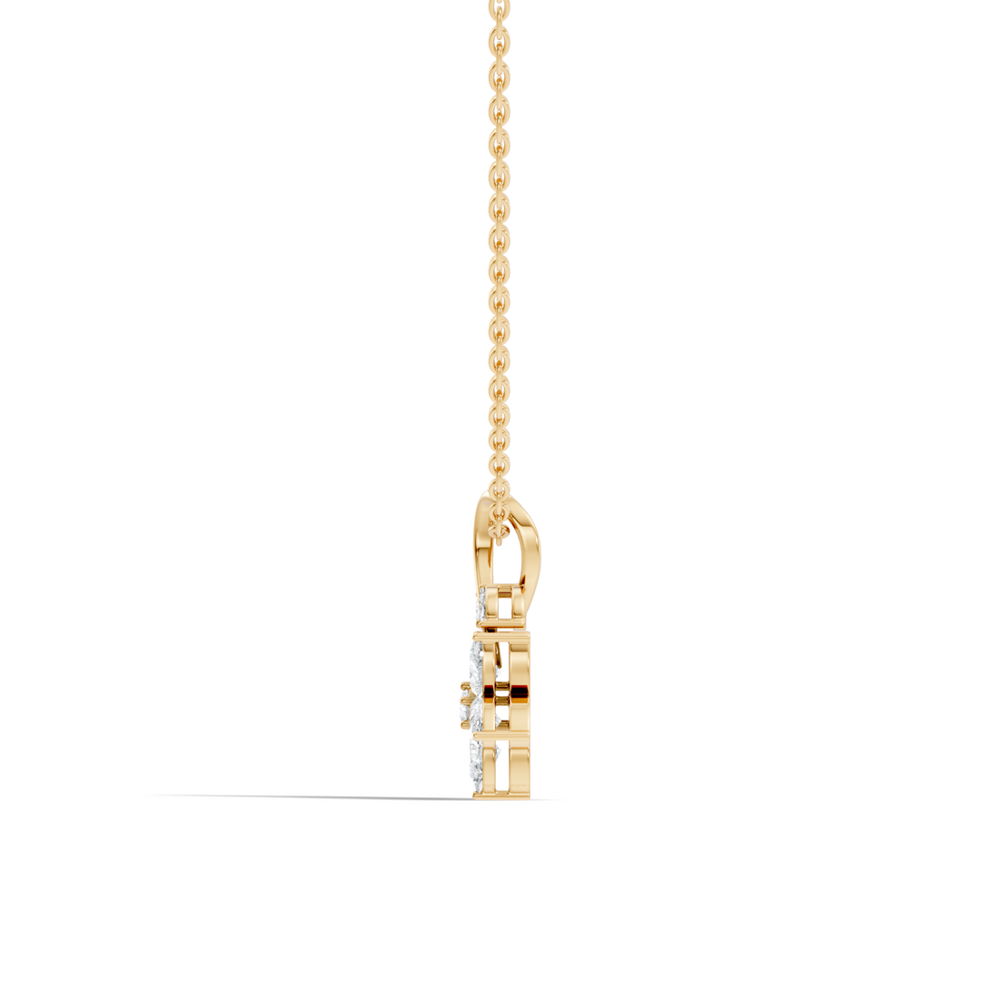 Floral Pear & Marquise Diamond Swirl Drop Pendant