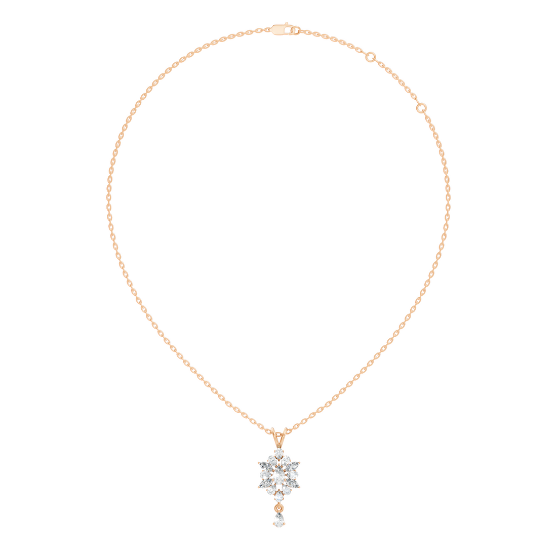 Pear & Marquise Diamond Snowflake Cluster Drop Pendant