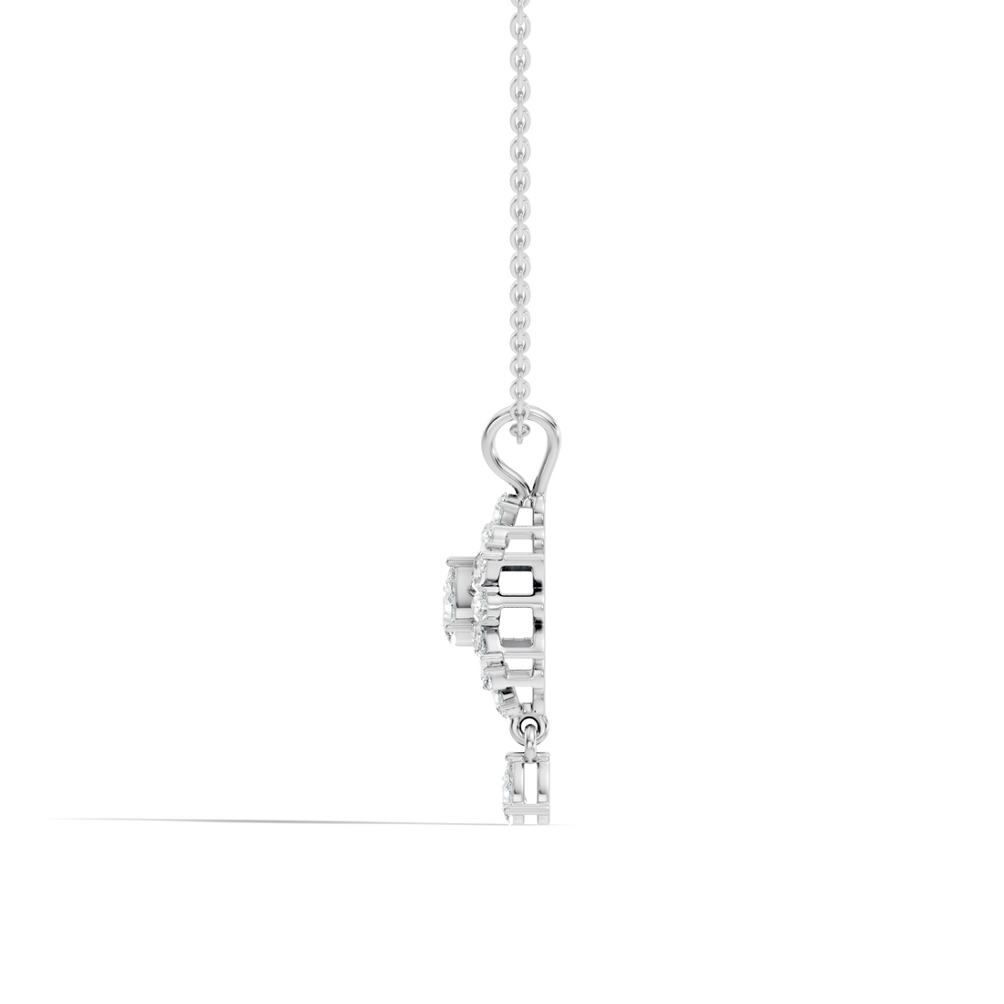 Pear & Marquise Diamond Snowflake Cluster Drop Pendant