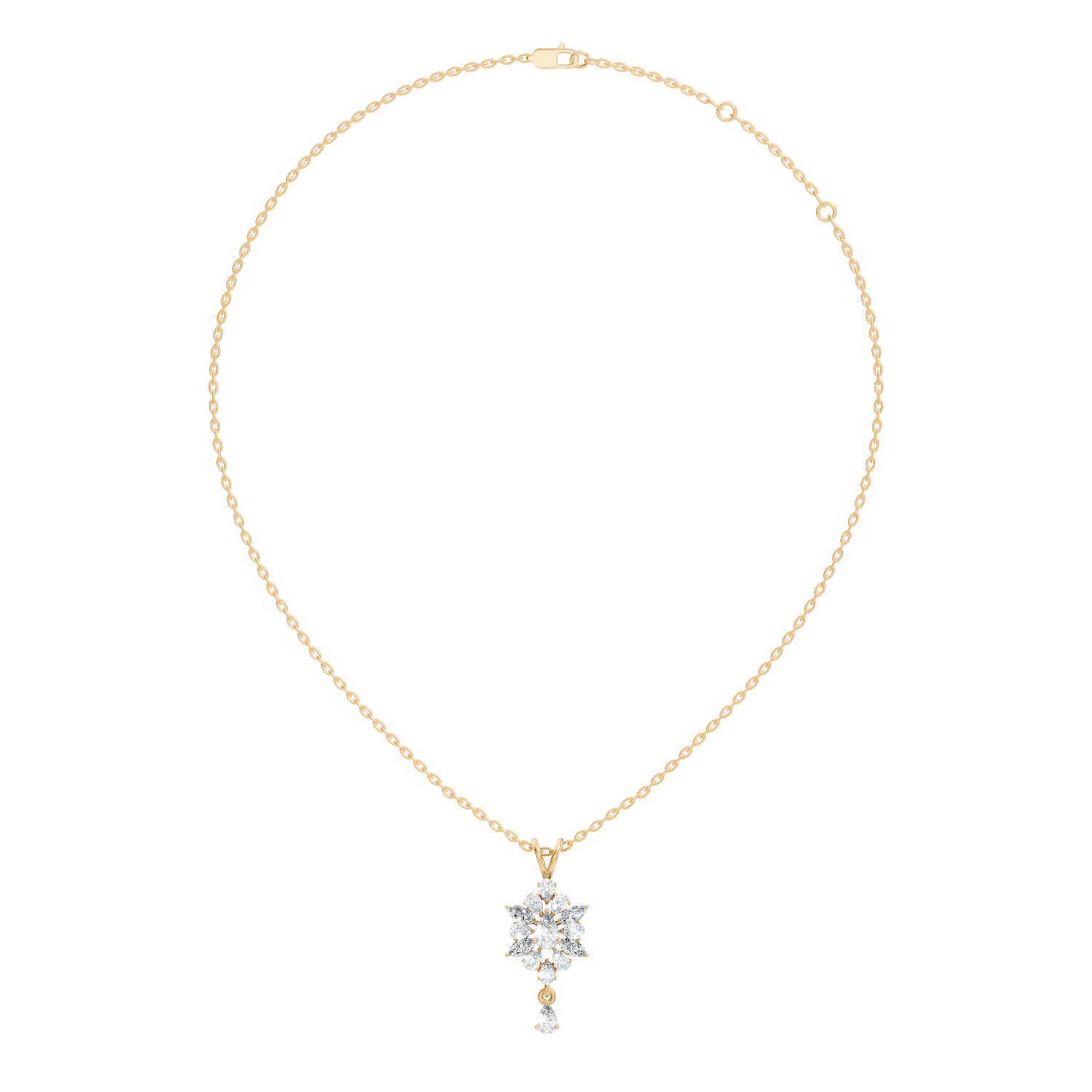 Pear & Marquise Diamond Snowflake Cluster Drop Pendant