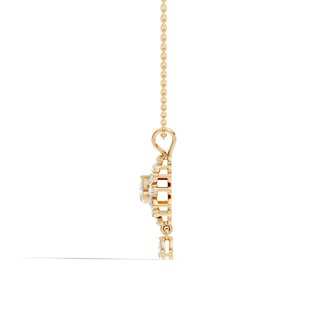 Pear & Marquise Diamond Snowflake Cluster Drop Pendant