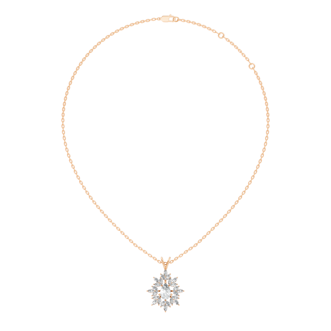 Pear & Marquise Diamond Starburst Medallion Solitaire Pendant
