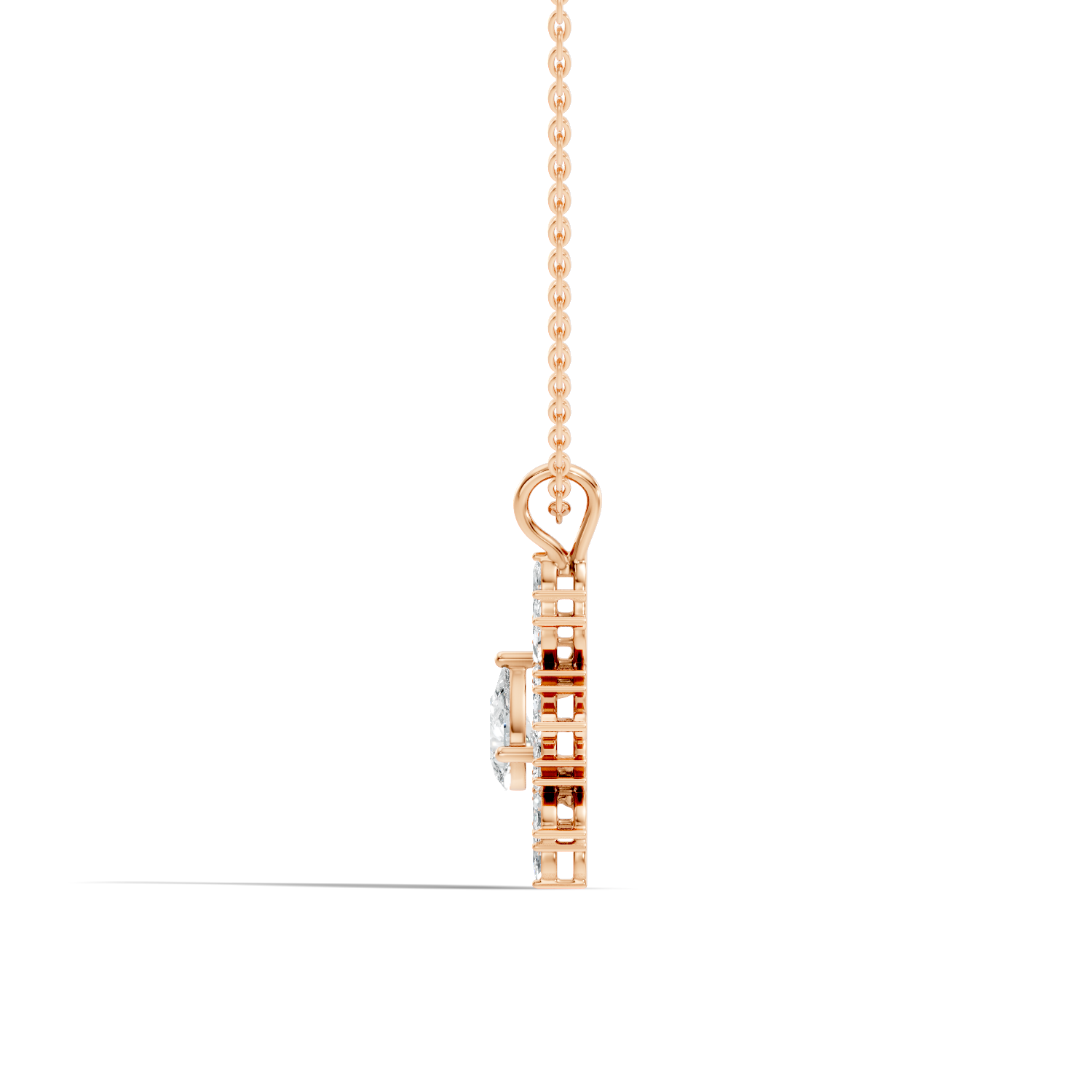 Pear & Marquise Diamond Starburst Medallion Solitaire Pendant