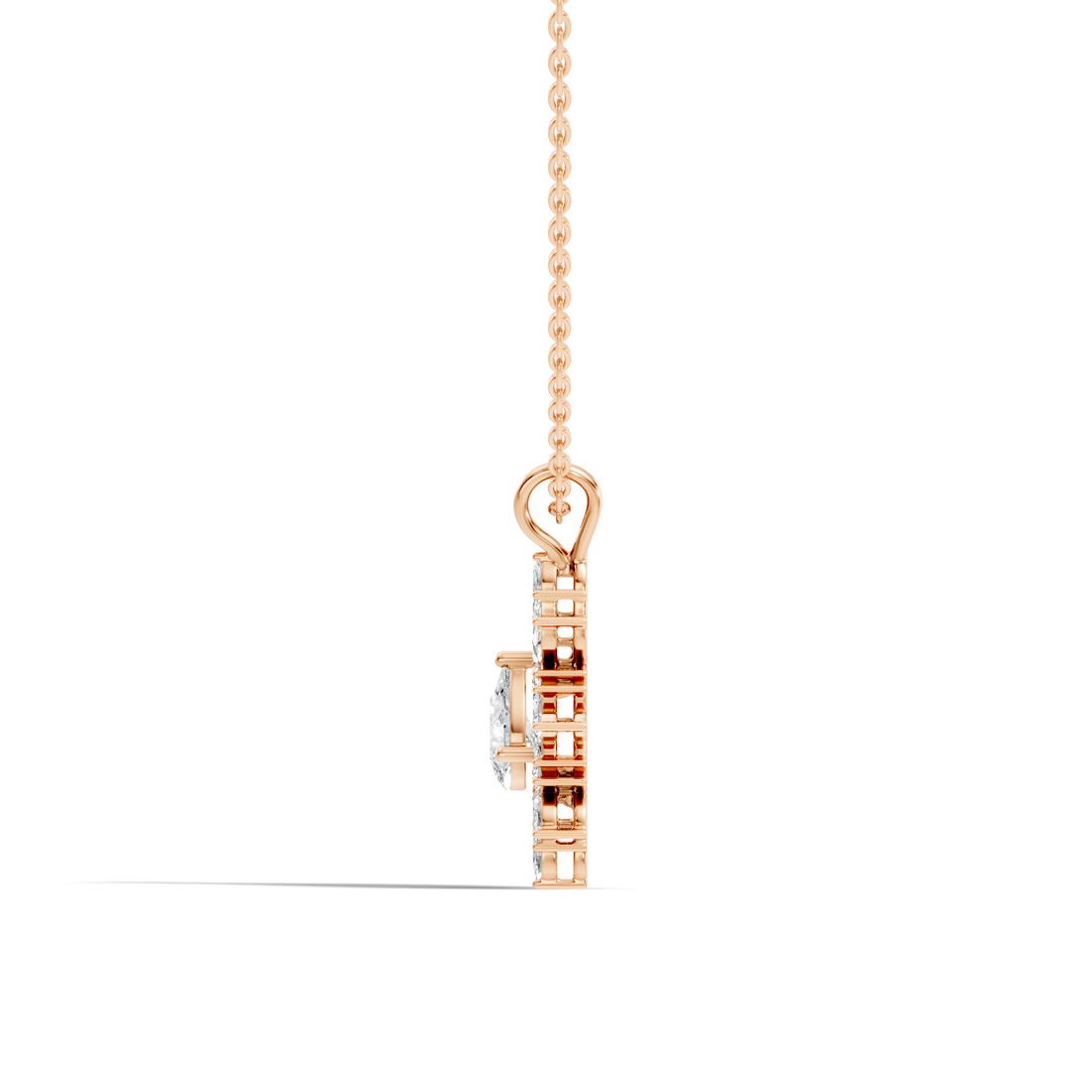 Pear & Marquise Diamond Starburst Medallion Solitaire Pendant