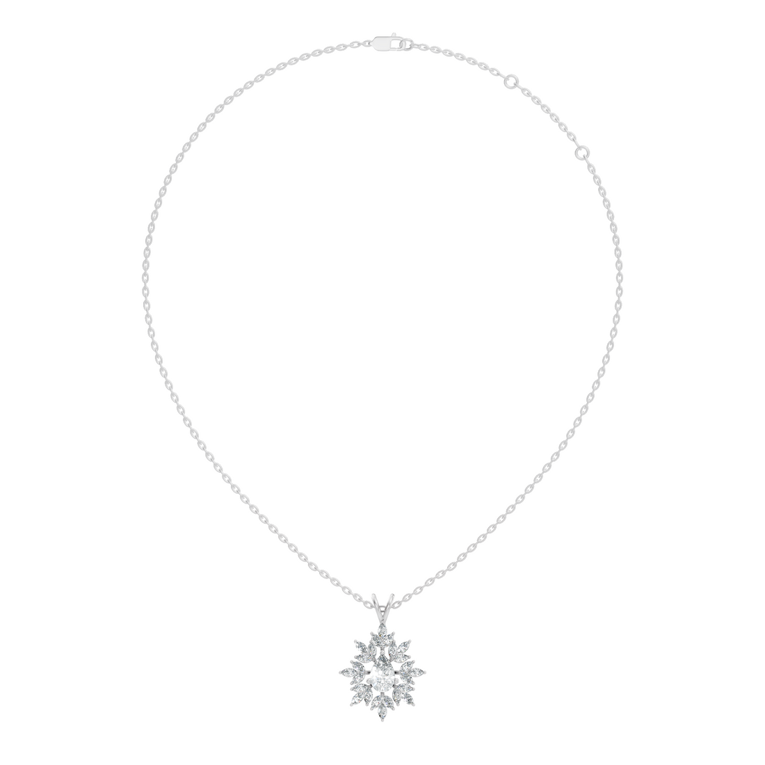 Pear & Marquise Diamond Starburst Medallion Solitaire Pendant