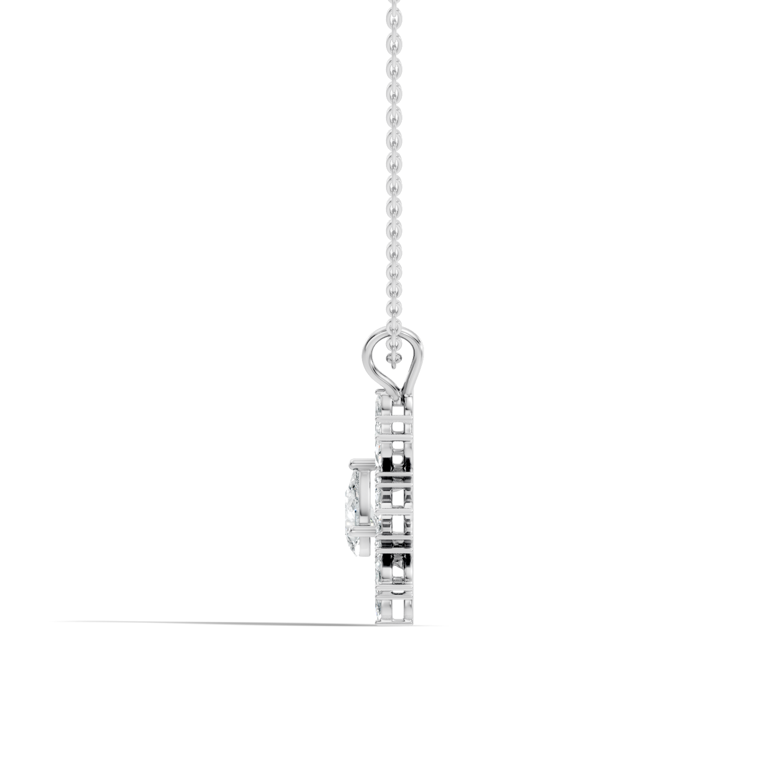 Pear & Marquise Diamond Starburst Medallion Solitaire Pendant