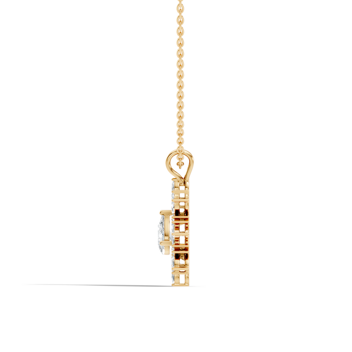 Pear & Marquise Diamond Starburst Medallion Solitaire Pendant
