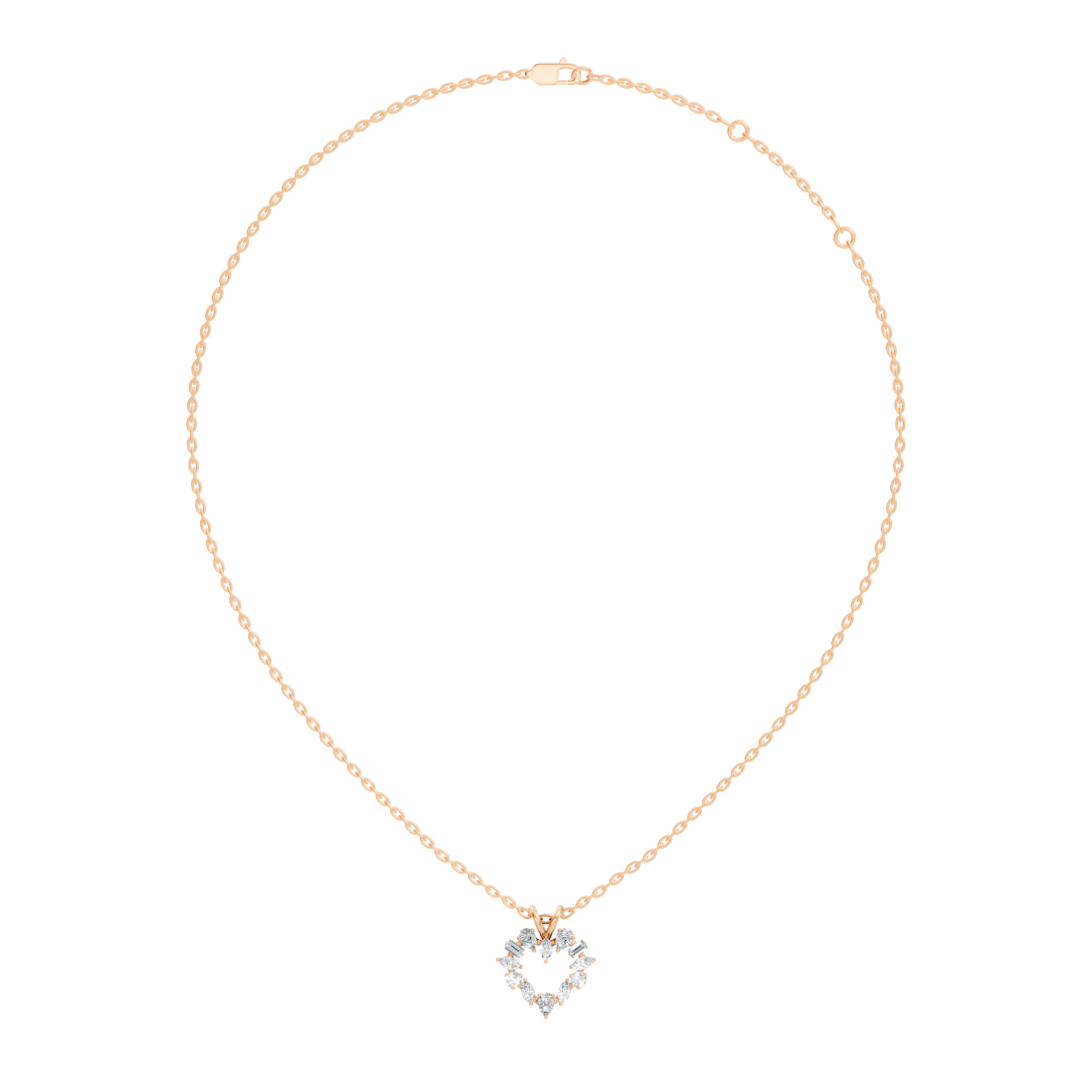 Openwork Multi-Shape Diamond Heart Wreath Pendant