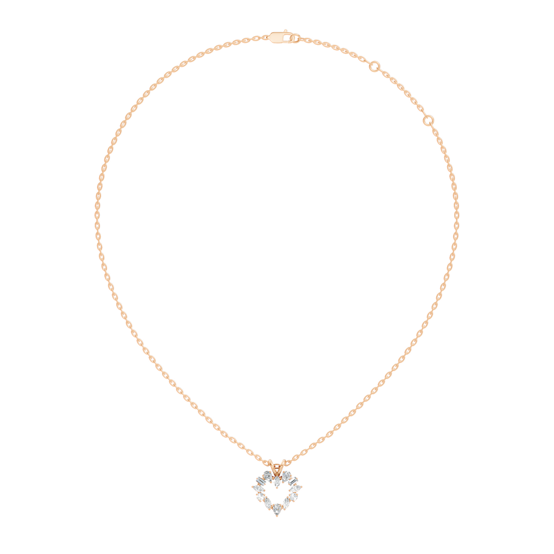 Openwork Multi-Shape Diamond Heart Wreath Pendant