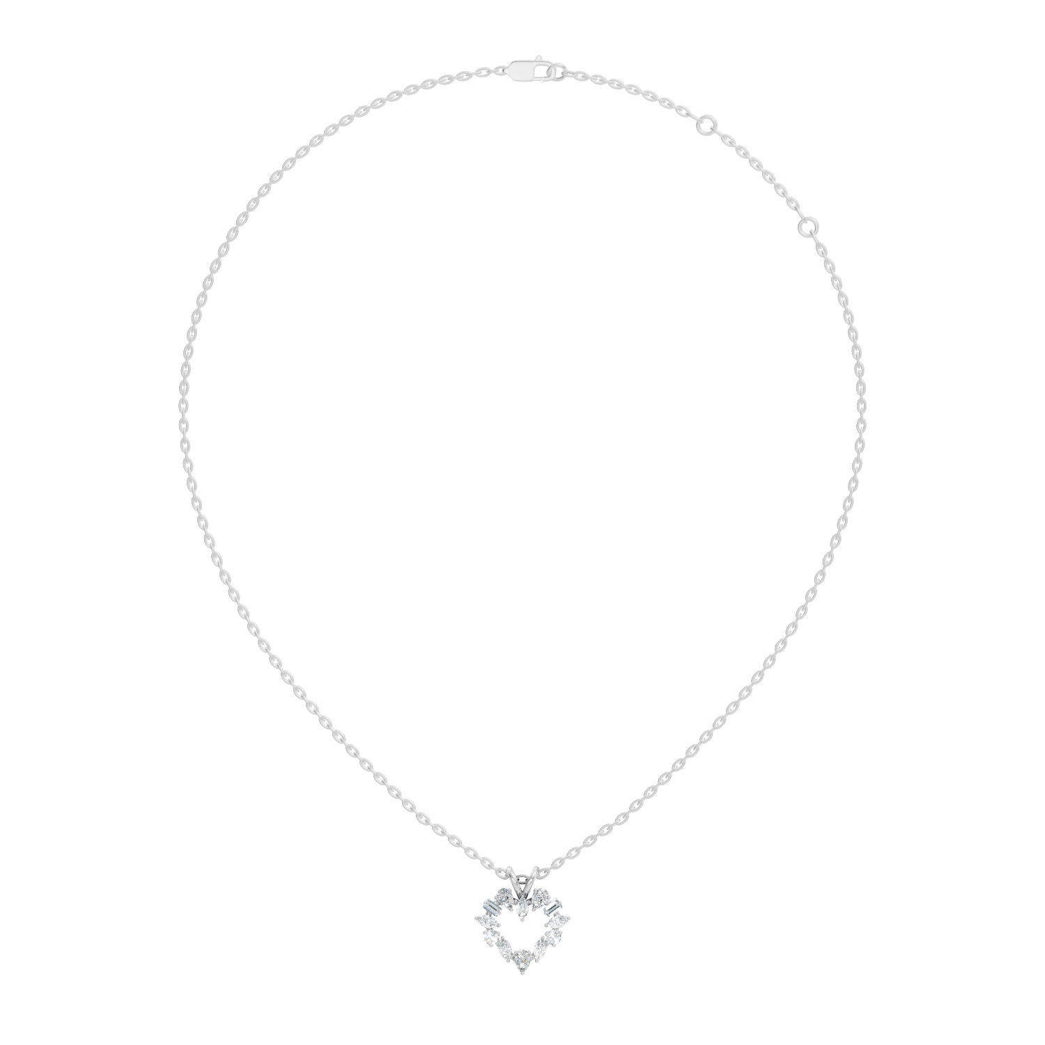 Openwork Multi-Shape Diamond Heart Wreath Pendant