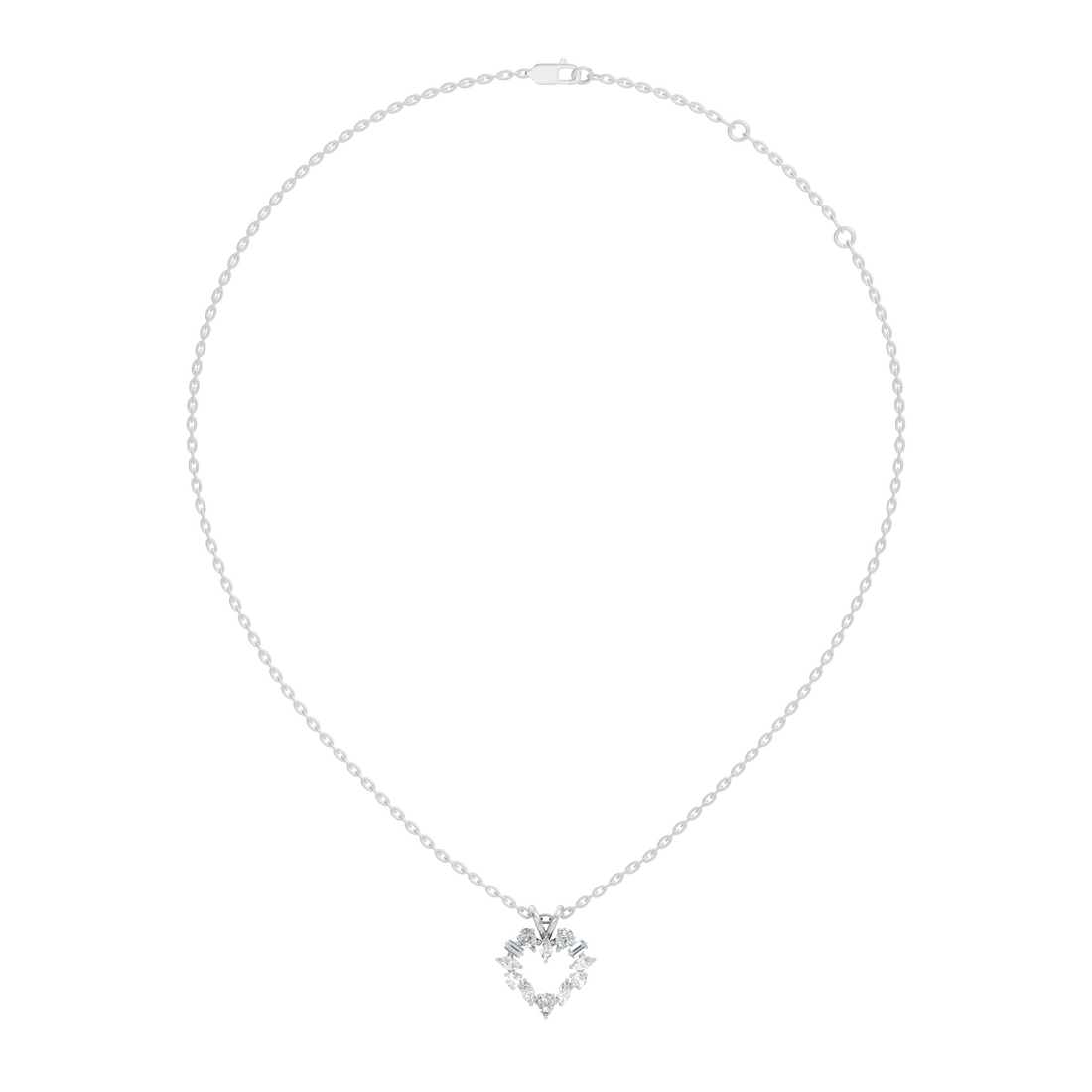 Openwork Multi-Shape Diamond Heart Wreath Pendant