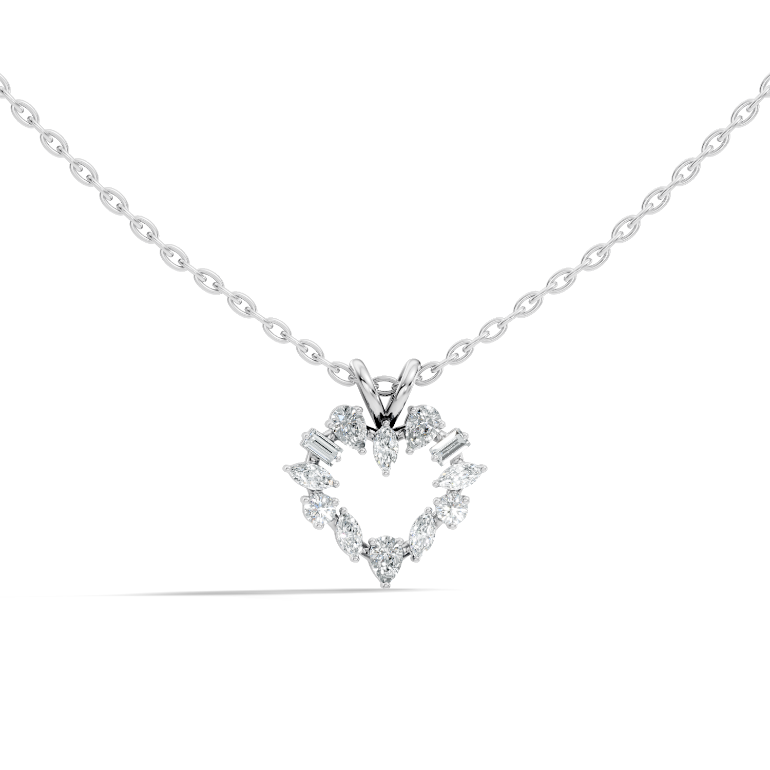 Openwork Multi-Shape Diamond Heart Wreath Pendant