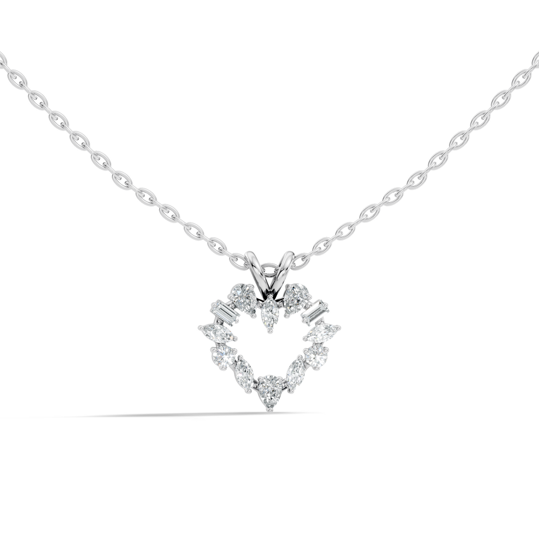 Openwork Multi-Shape Diamond Heart Wreath Pendant