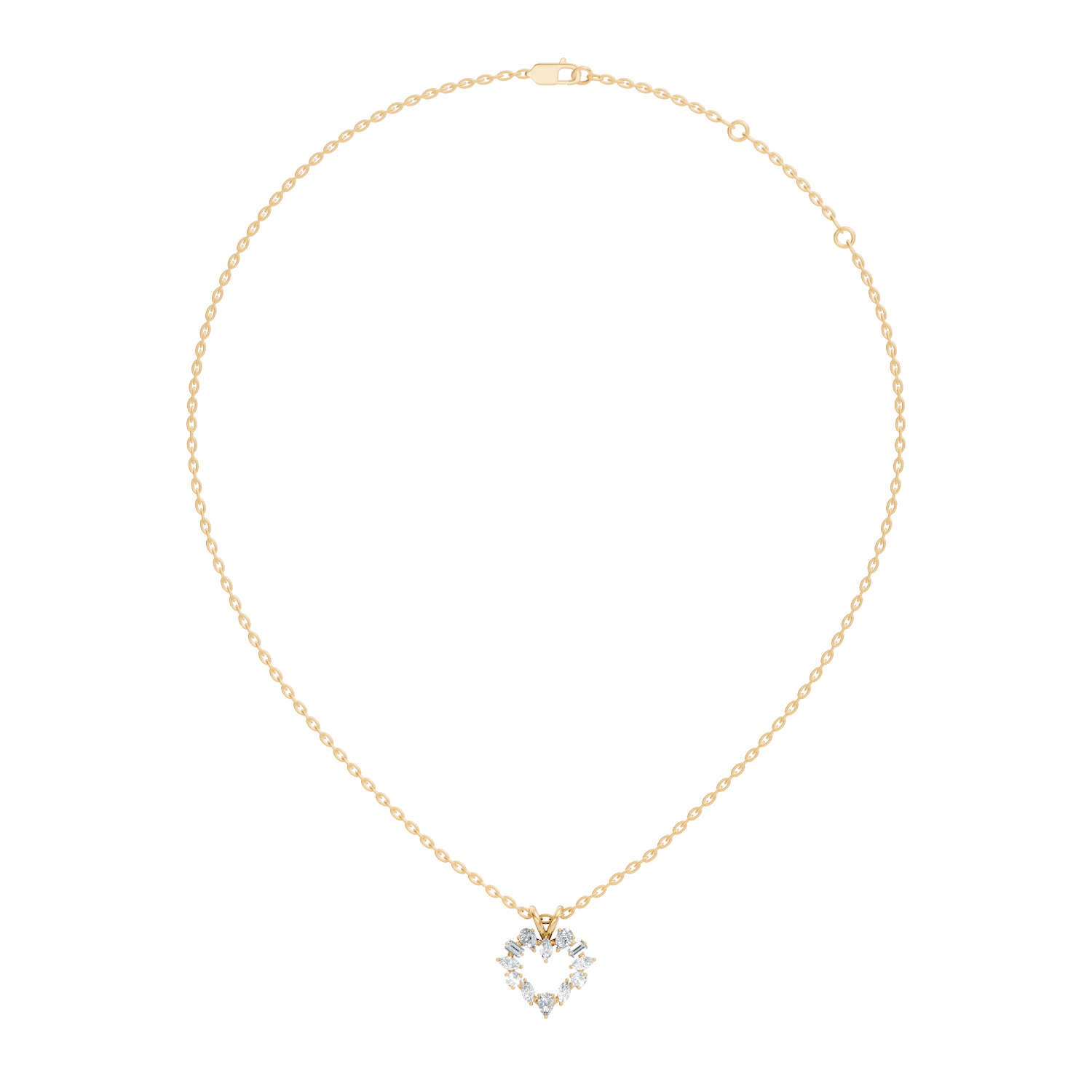 Openwork Multi-Shape Diamond Heart Wreath Pendant
