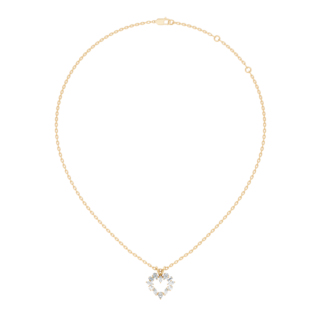 Openwork Multi-Shape Diamond Heart Wreath Pendant