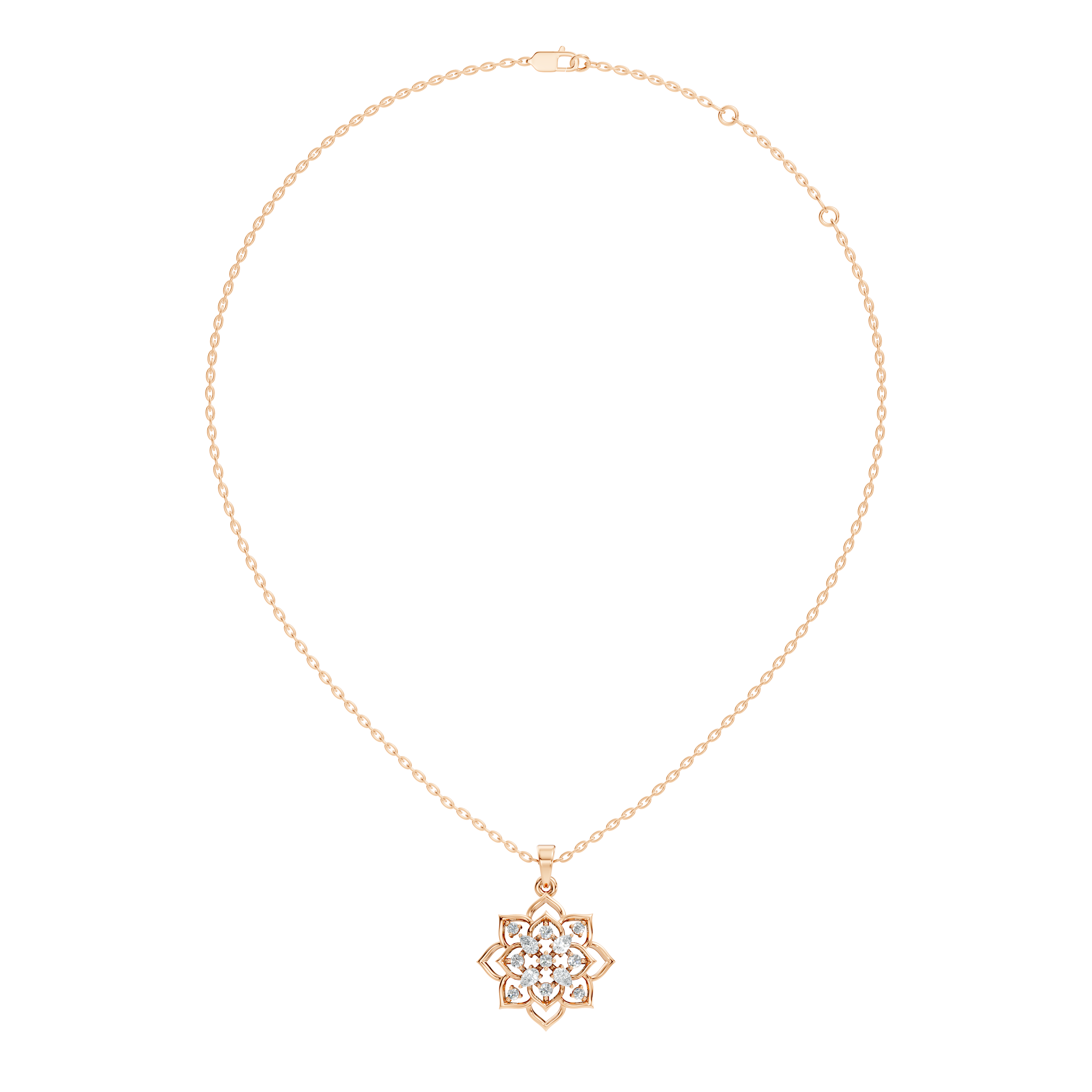 Floral Lotus Mandala Diamond Medallion Pendant
