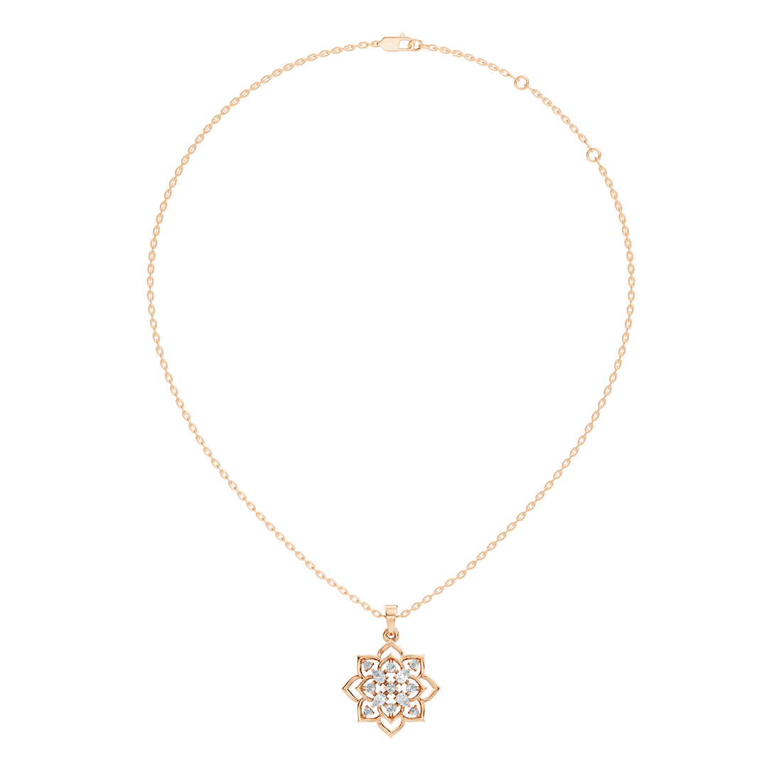 Floral Lotus Mandala Diamond Medallion Pendant
