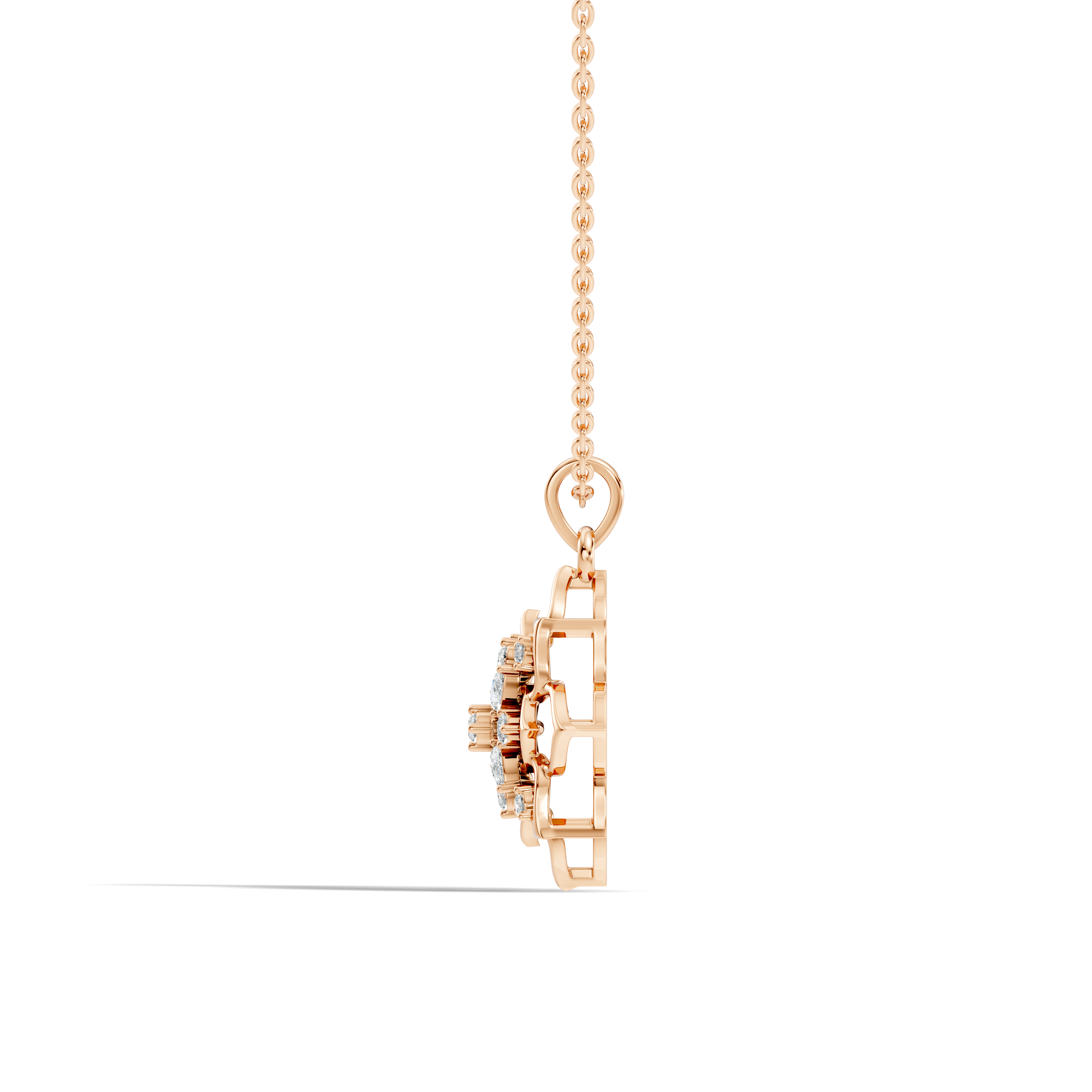 Floral Lotus Mandala Diamond Medallion Pendant
