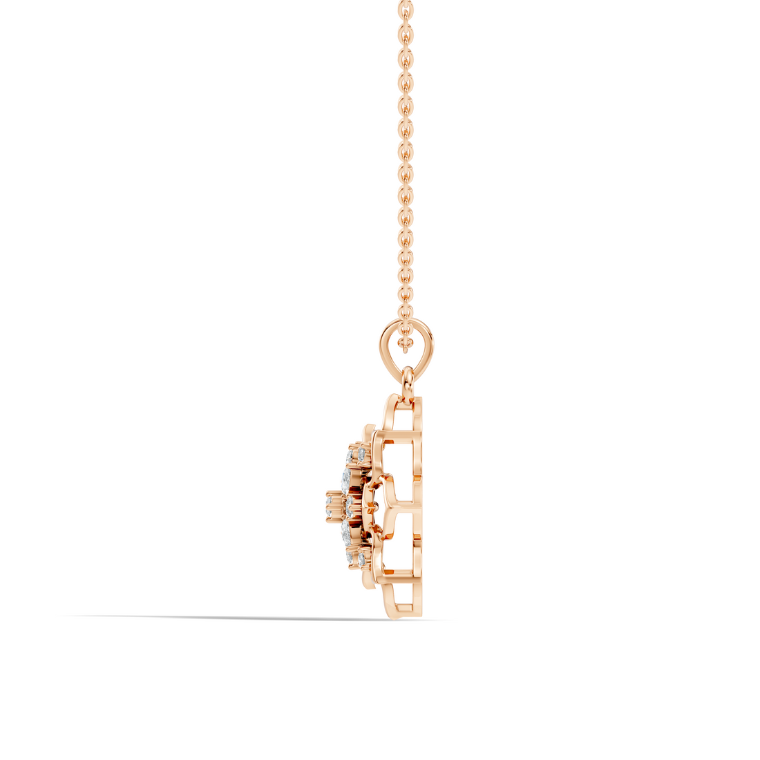 Floral Lotus Mandala Diamond Medallion Pendant