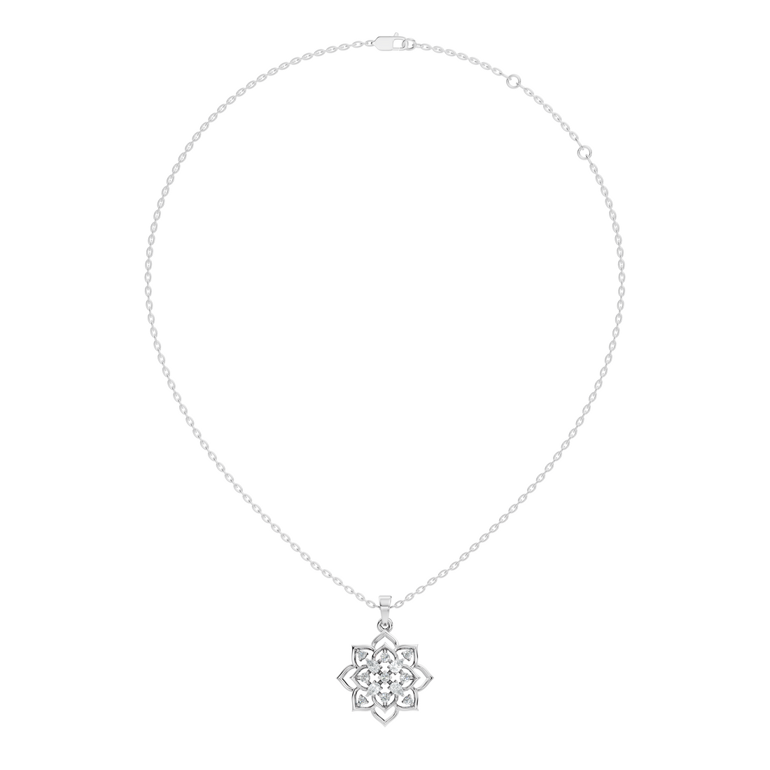 Floral Lotus Mandala Diamond Medallion Pendant