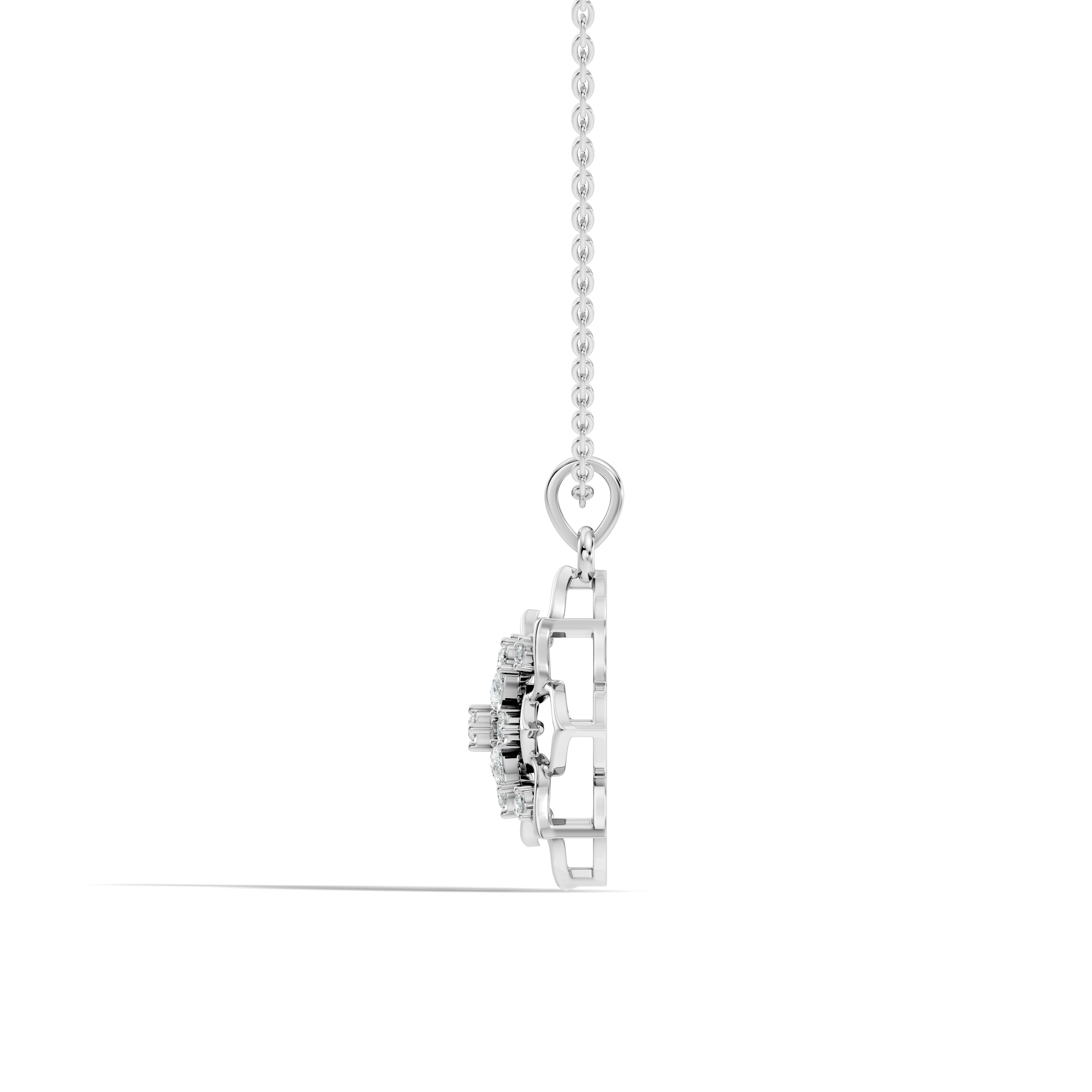 Floral Lotus Mandala Diamond Medallion Pendant