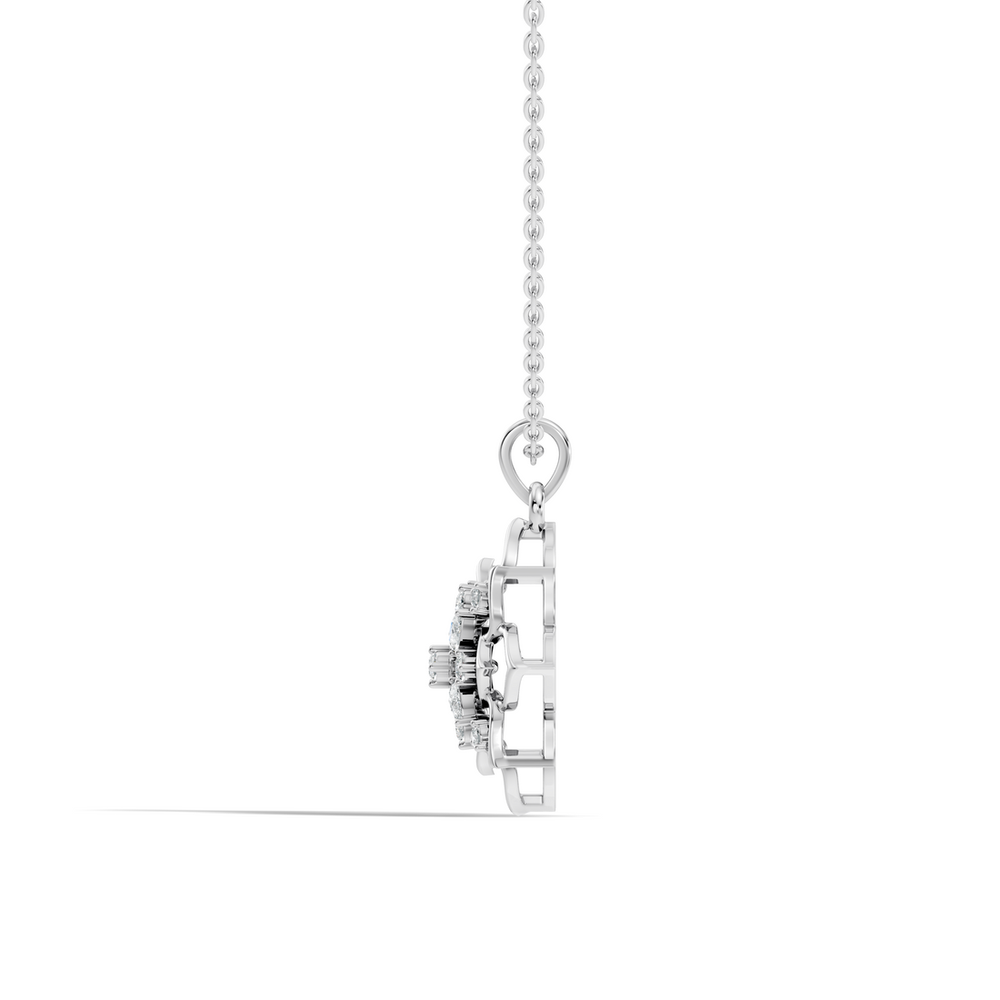 Floral Lotus Mandala Diamond Medallion Pendant