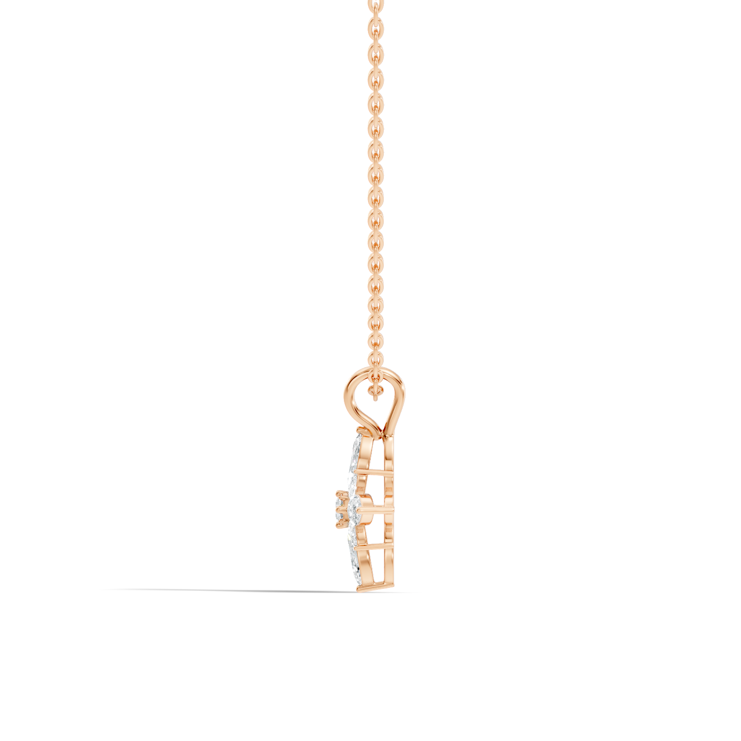 Marquise & Round Diamond Starburst Floral Cluster Pendant