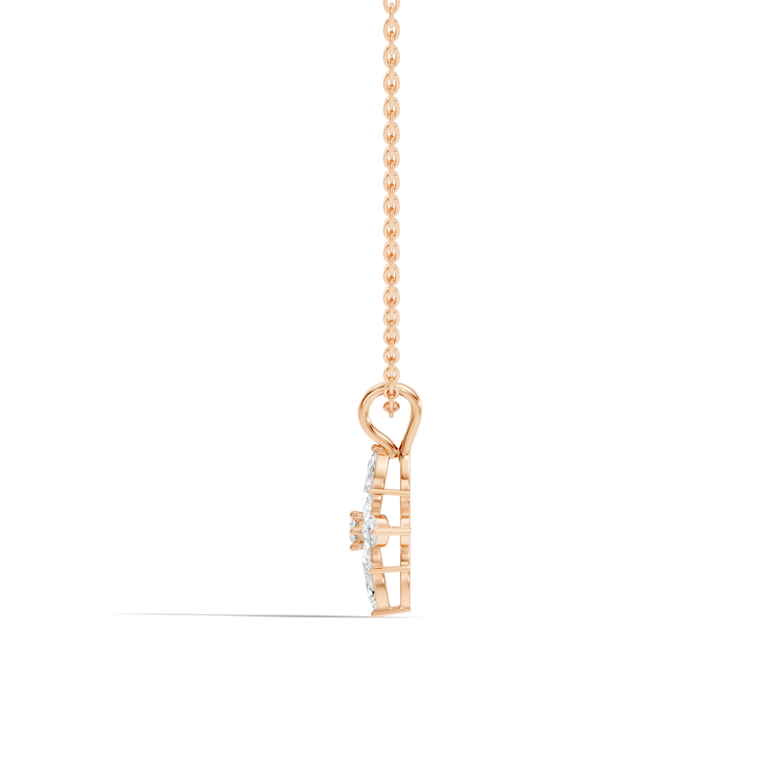 Marquise & Round Diamond Starburst Floral Cluster Pendant