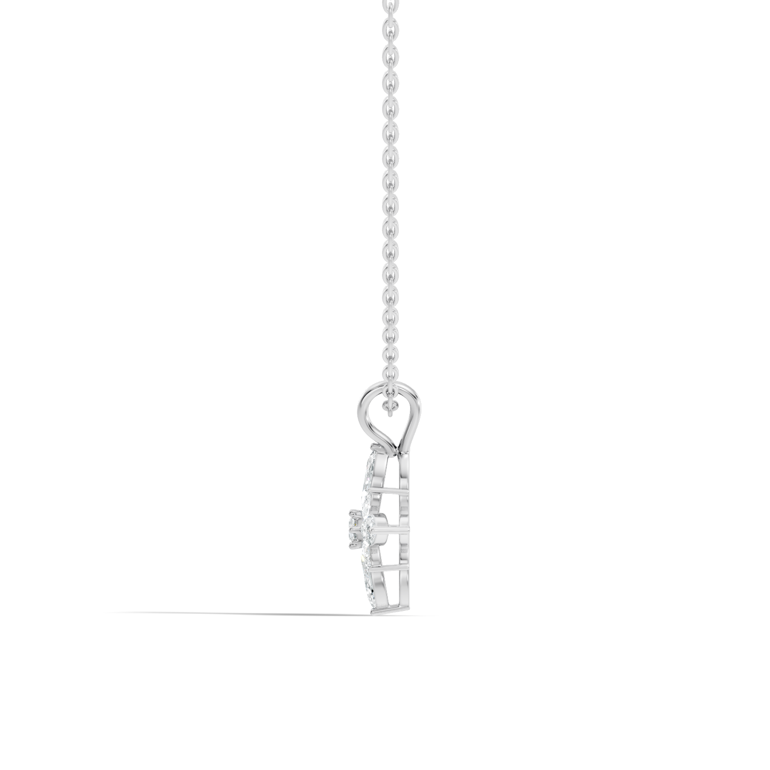 Marquise & Round Diamond Starburst Floral Cluster Pendant