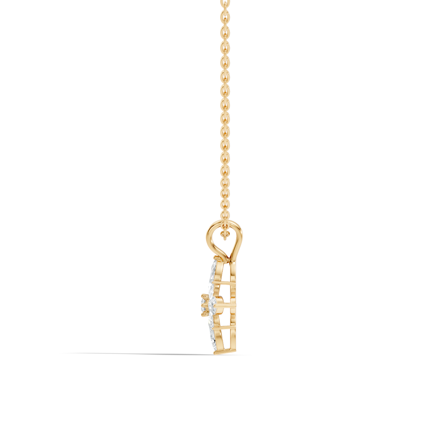 Marquise & Round Diamond Starburst Floral Cluster Pendant