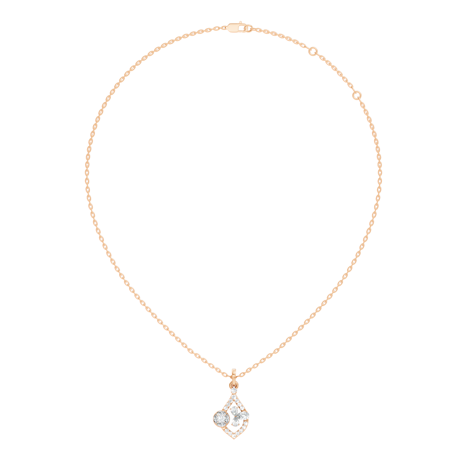 Diamond Teardrop Frame Butterfly & Illusory Solitaire Pendant