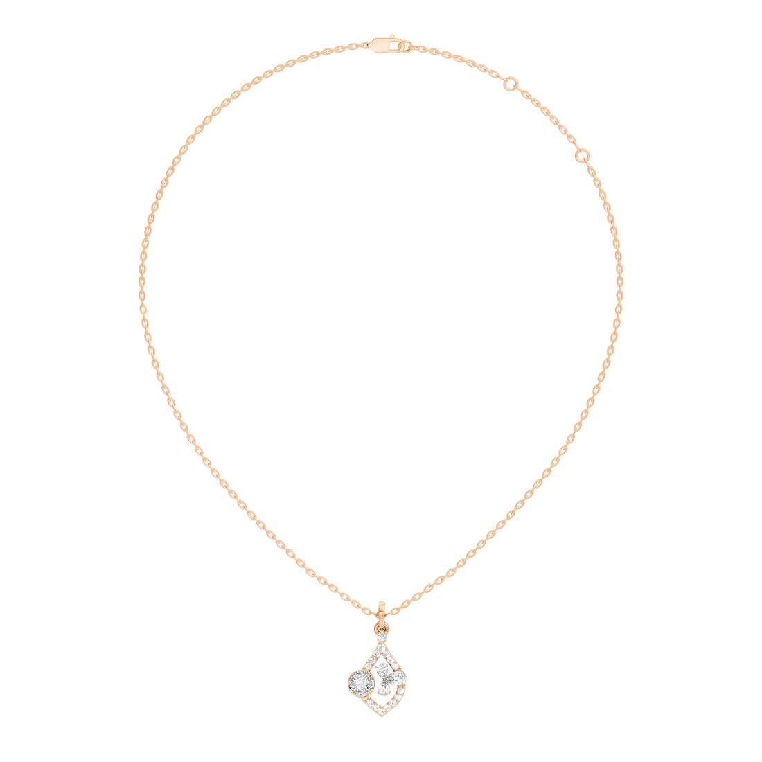 Diamond Teardrop Frame Butterfly & Illusory Solitaire Pendant