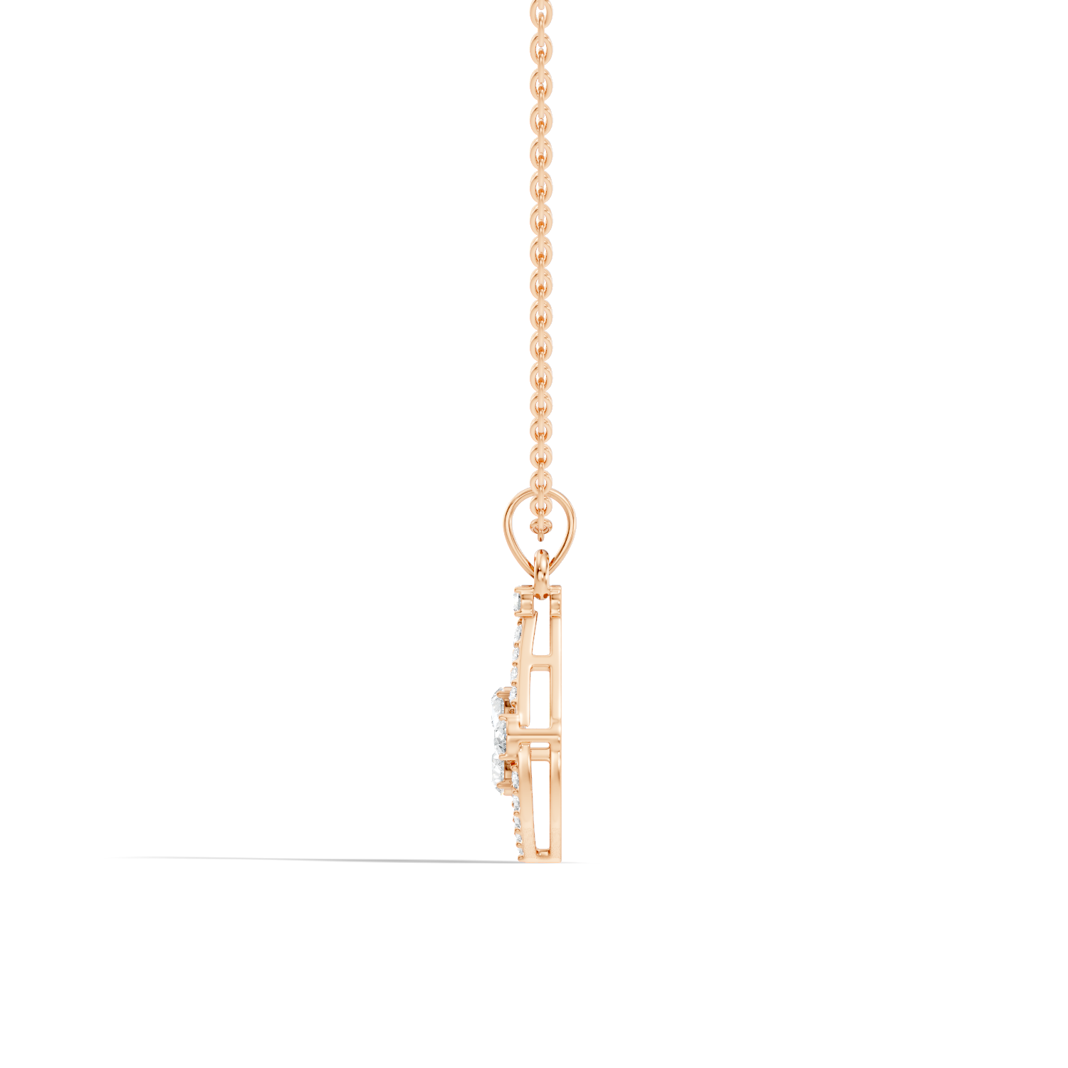 Diamond Teardrop Frame Butterfly & Illusory Solitaire Pendant