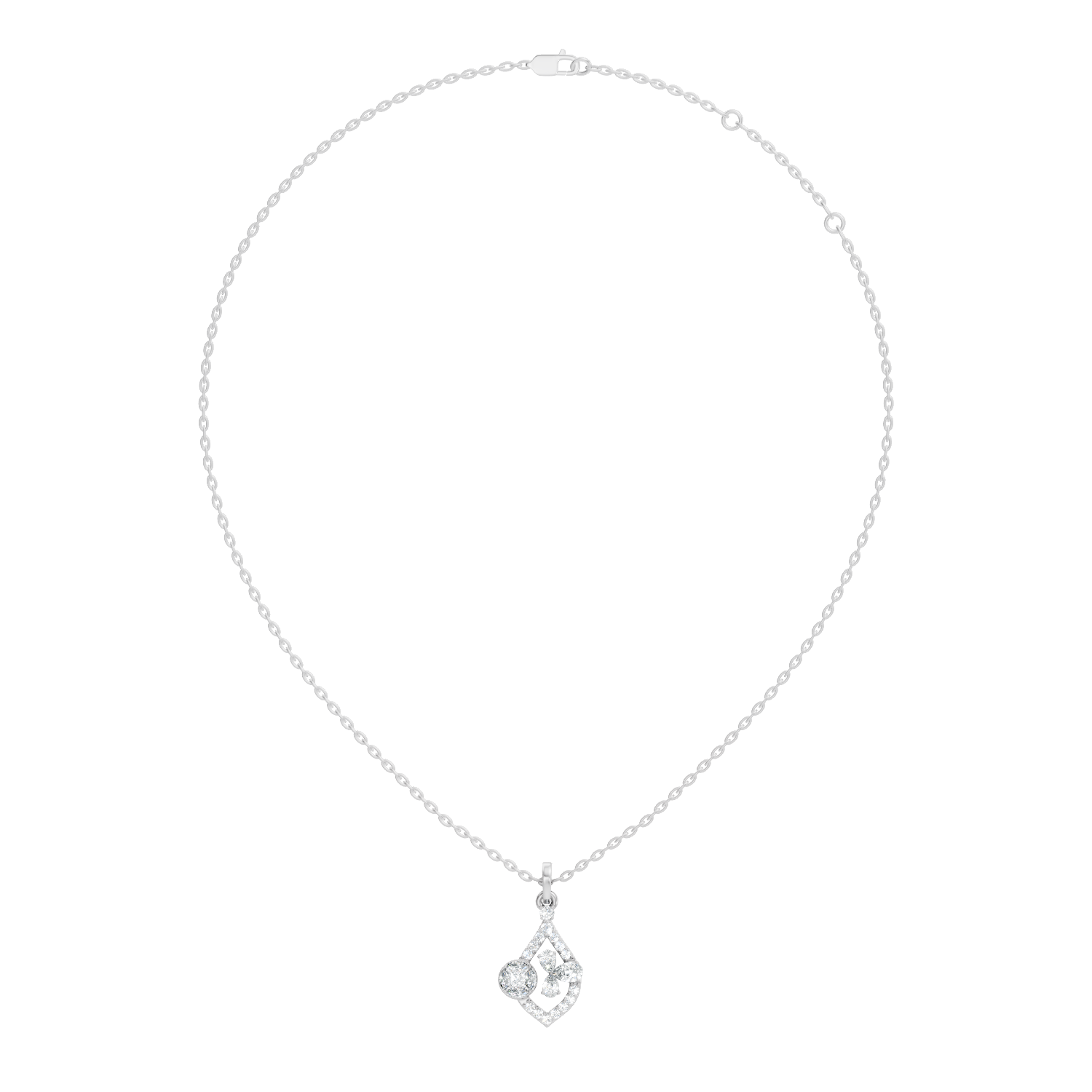 Diamond Teardrop Frame Butterfly & Illusory Solitaire Pendant