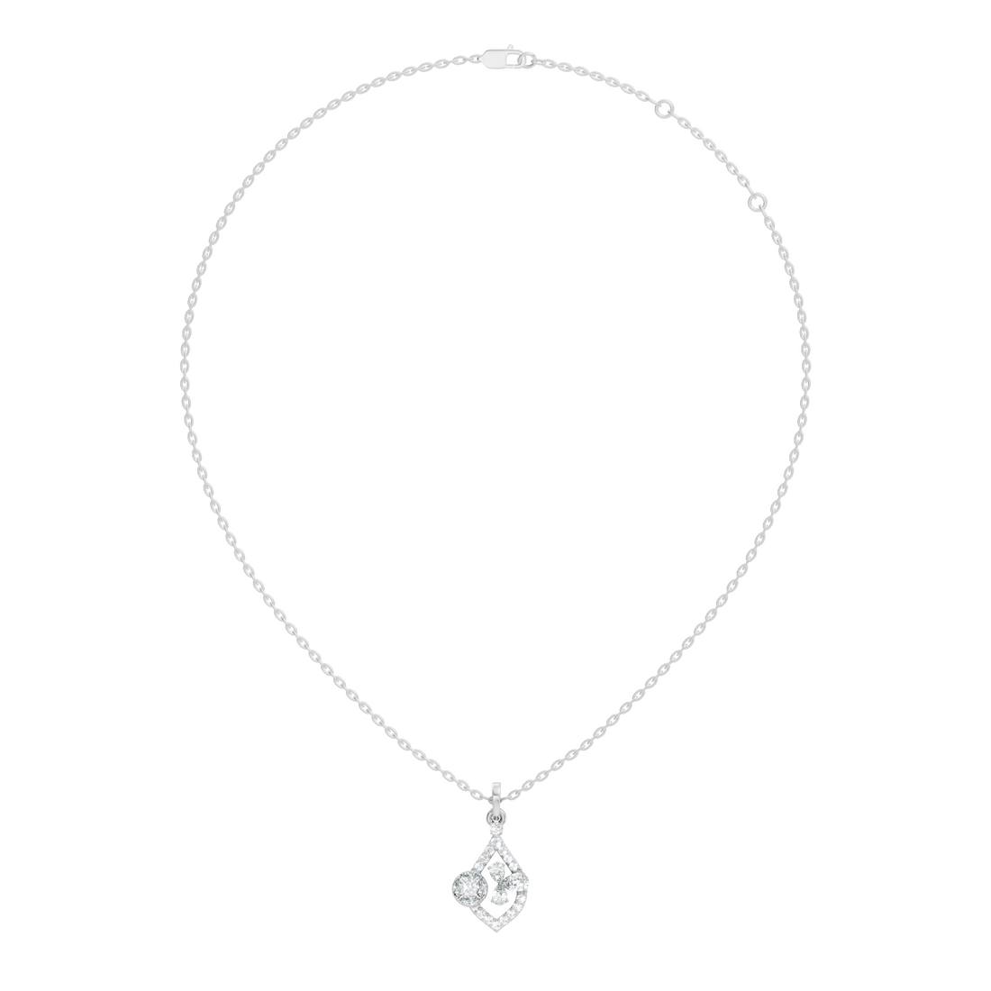 Diamond Teardrop Frame Butterfly & Illusory Solitaire Pendant