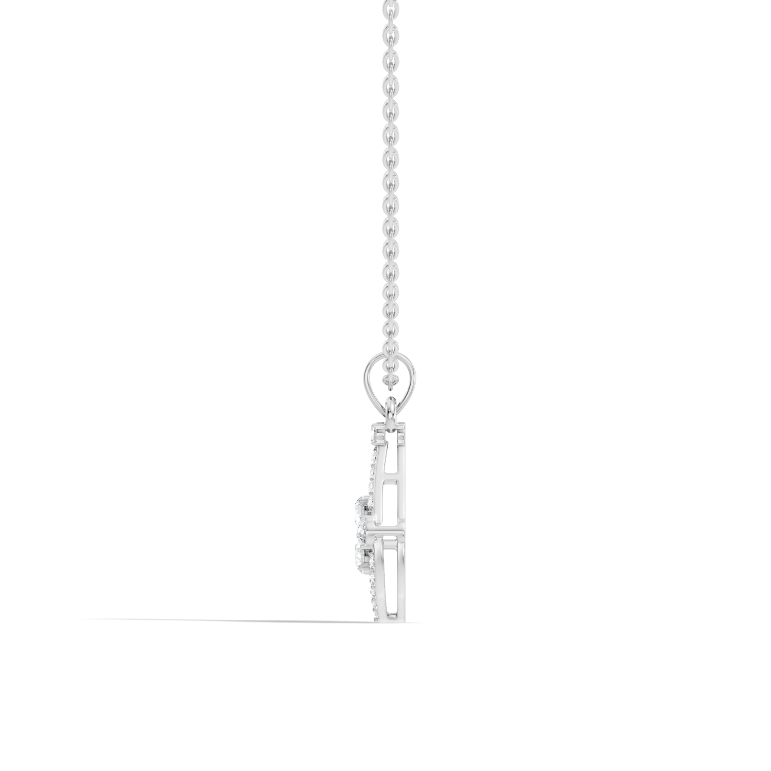 Diamond Teardrop Frame Butterfly & Illusory Solitaire Pendant