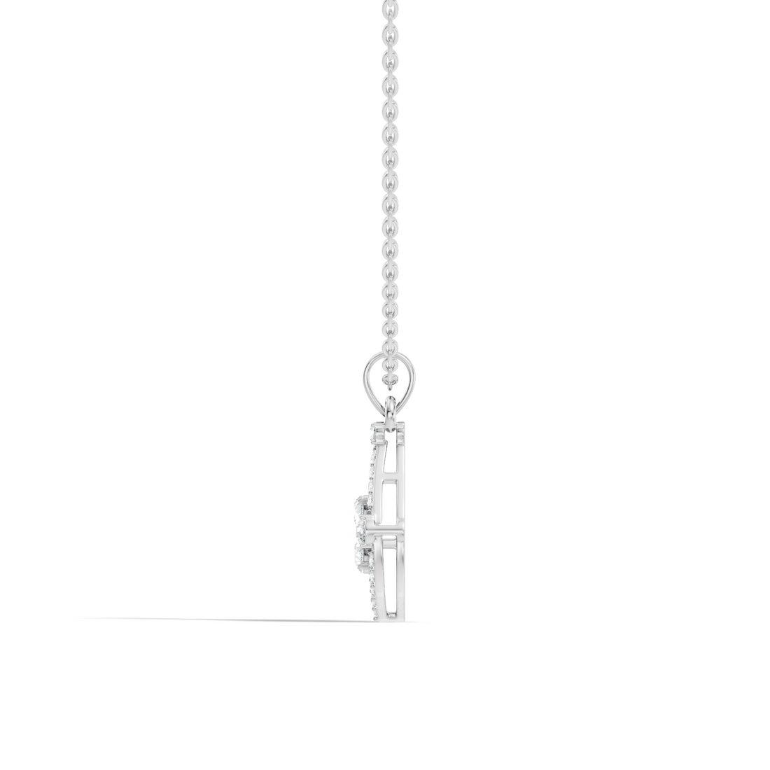 Diamond Teardrop Frame Butterfly & Illusory Solitaire Pendant