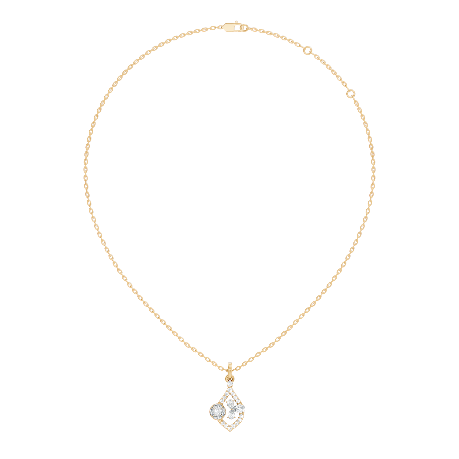 Diamond Teardrop Frame Butterfly & Illusory Solitaire Pendant