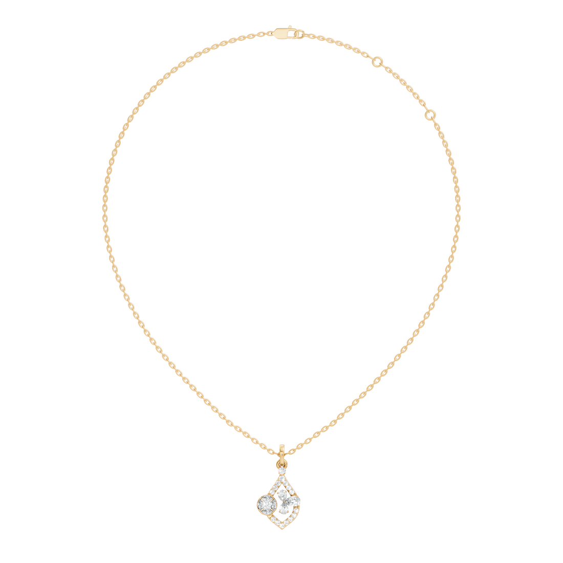 Diamond Teardrop Frame Butterfly & Illusory Solitaire Pendant
