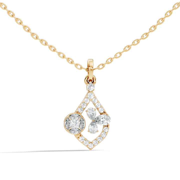 Diamond Teardrop Frame Butterfly & Illusory Solitaire Pendant