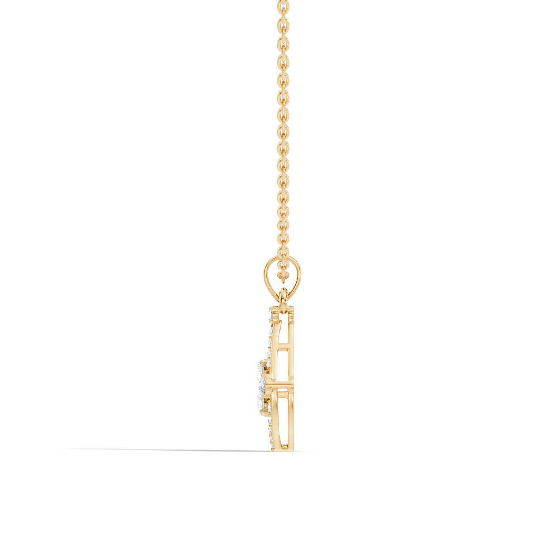 Diamond Teardrop Frame Butterfly & Illusory Solitaire Pendant