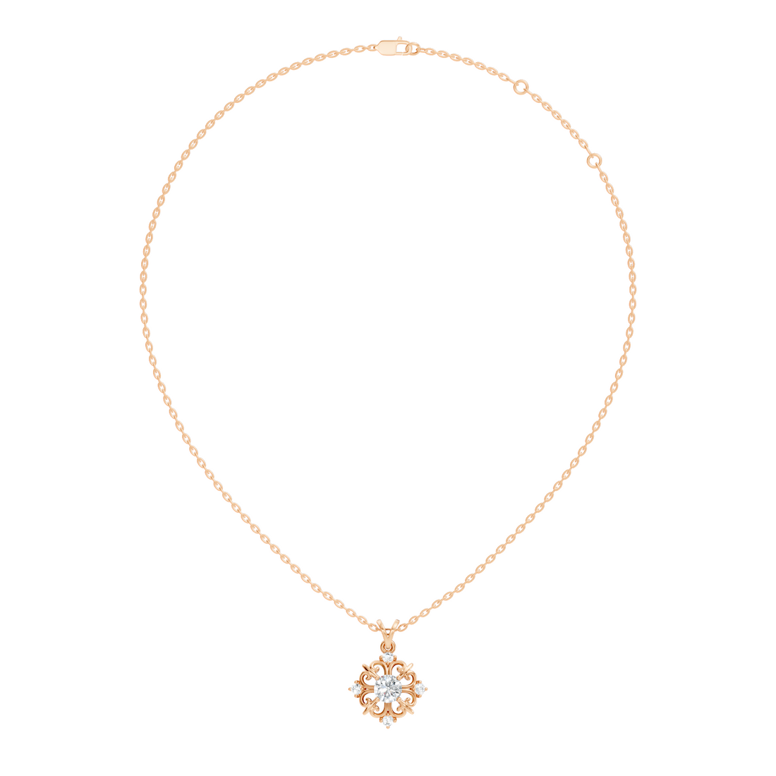 Round Solitaire Vintage Filigree Medallion Diamond Pendant