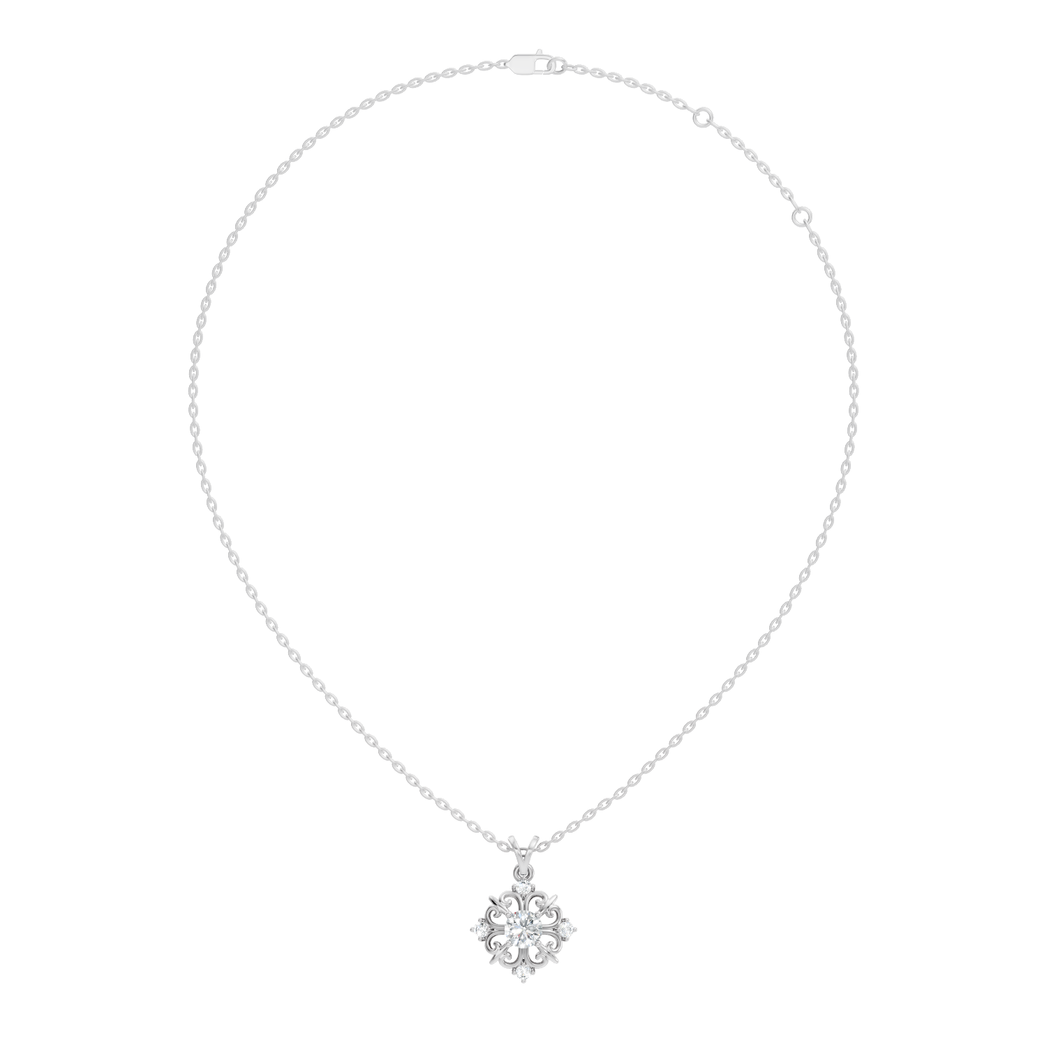 Round Solitaire Vintage Filigree Medallion Diamond Pendant
