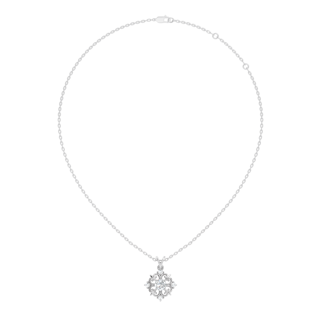 Round Solitaire Vintage Filigree Medallion Diamond Pendant
