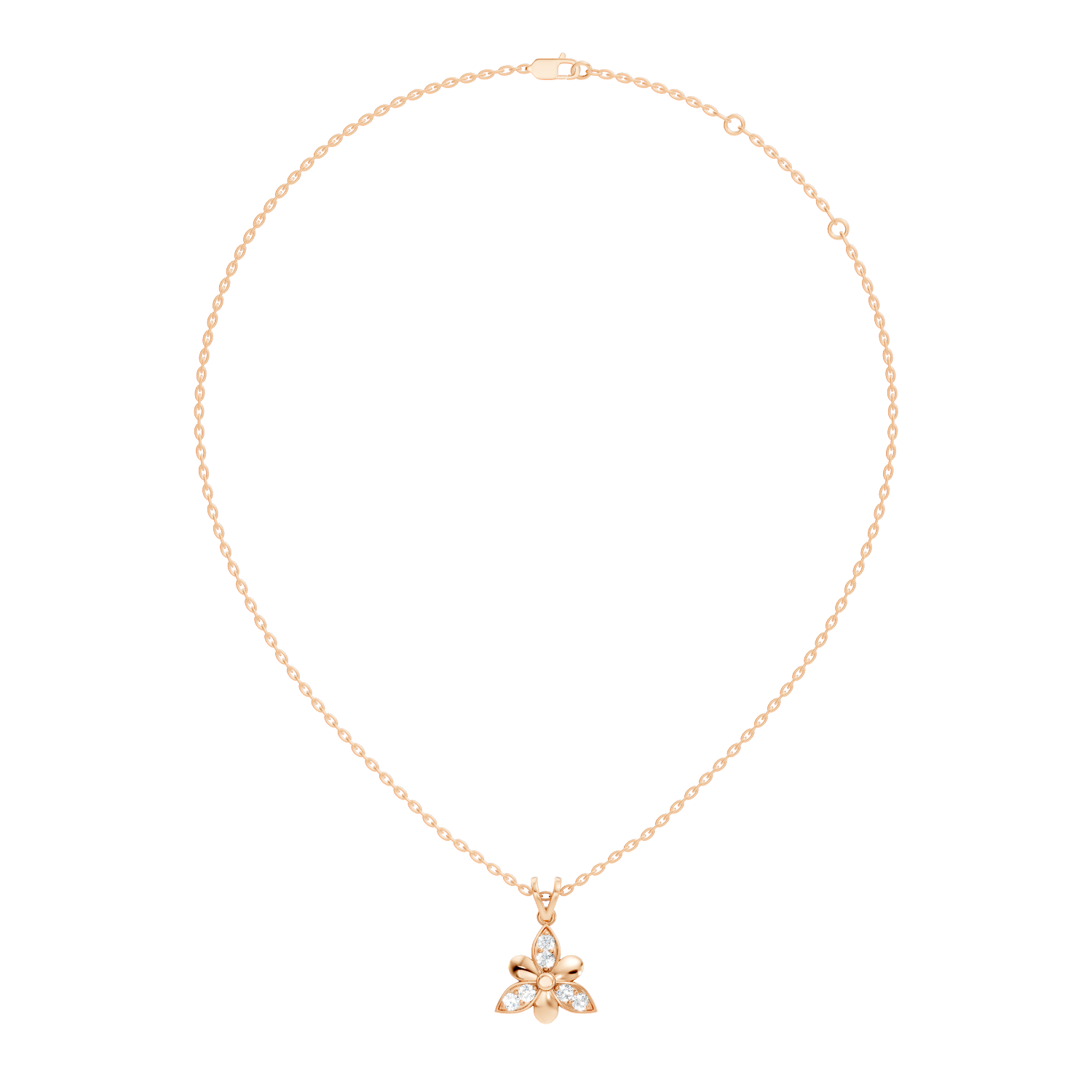 3-Petal Floral Diamond Cluster Pendant