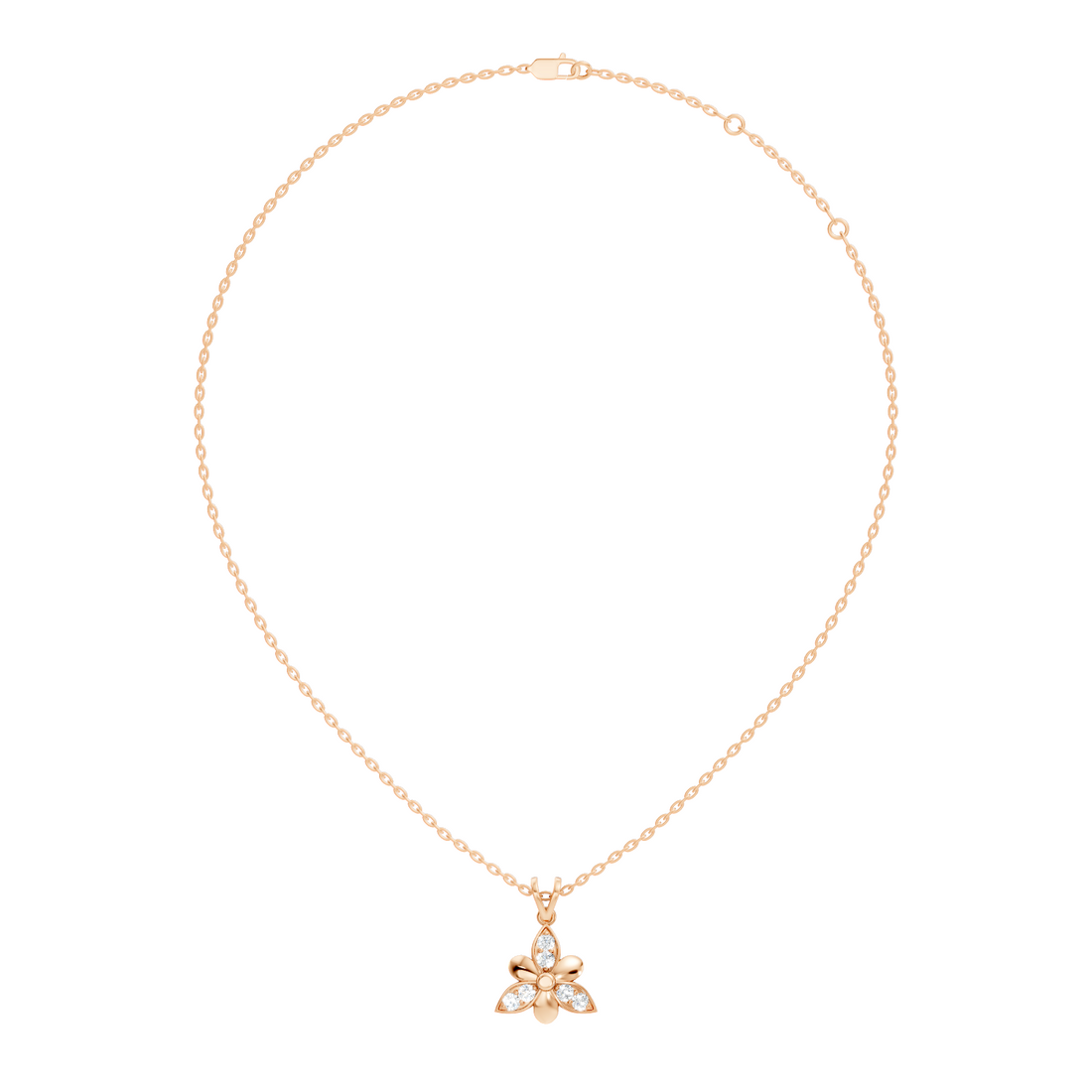 3-Petal Floral Diamond Cluster Pendant