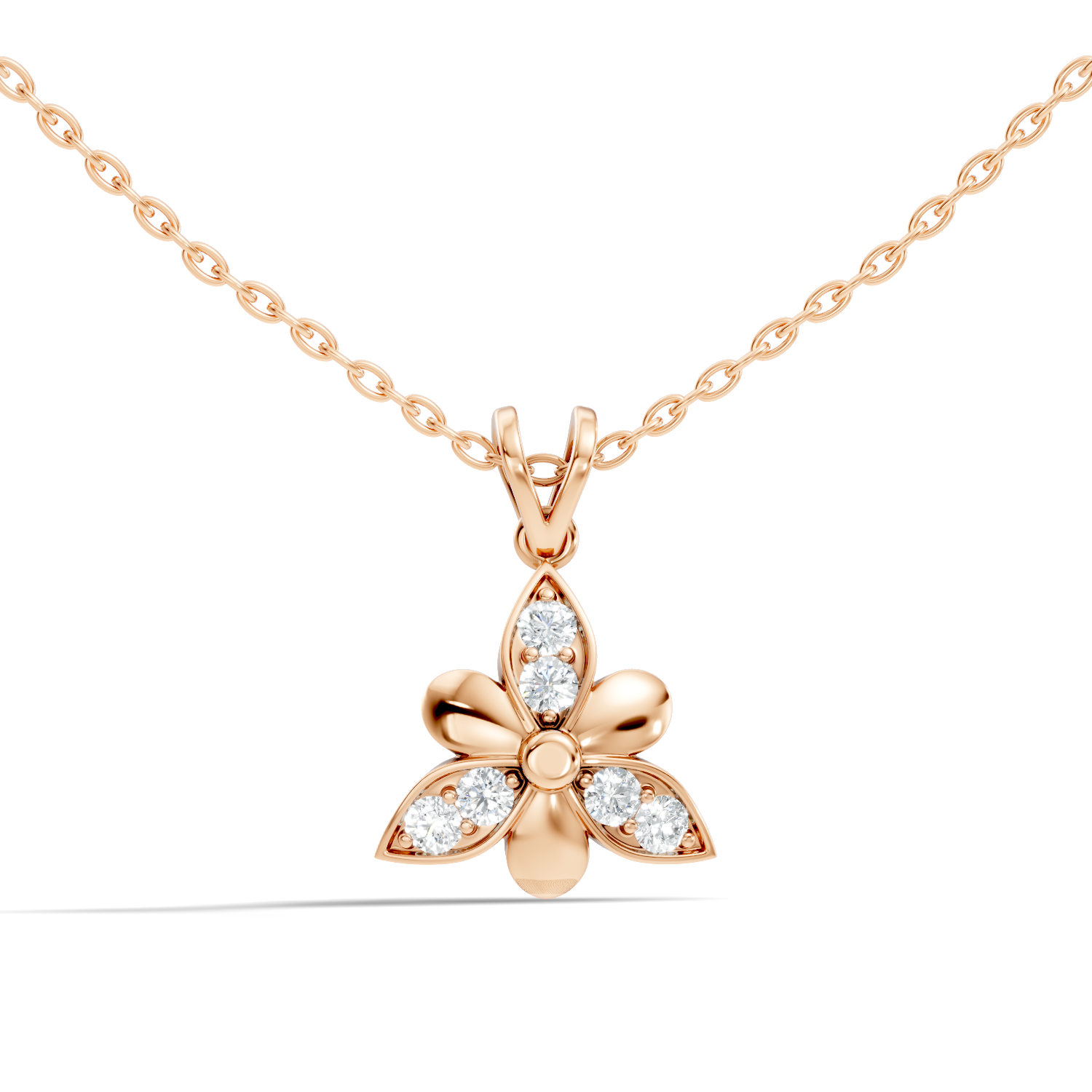 3-Petal Floral Diamond Cluster Pendant