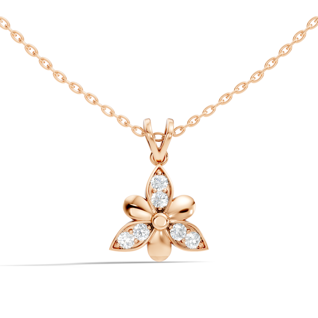 3-Petal Floral Diamond Cluster Pendant